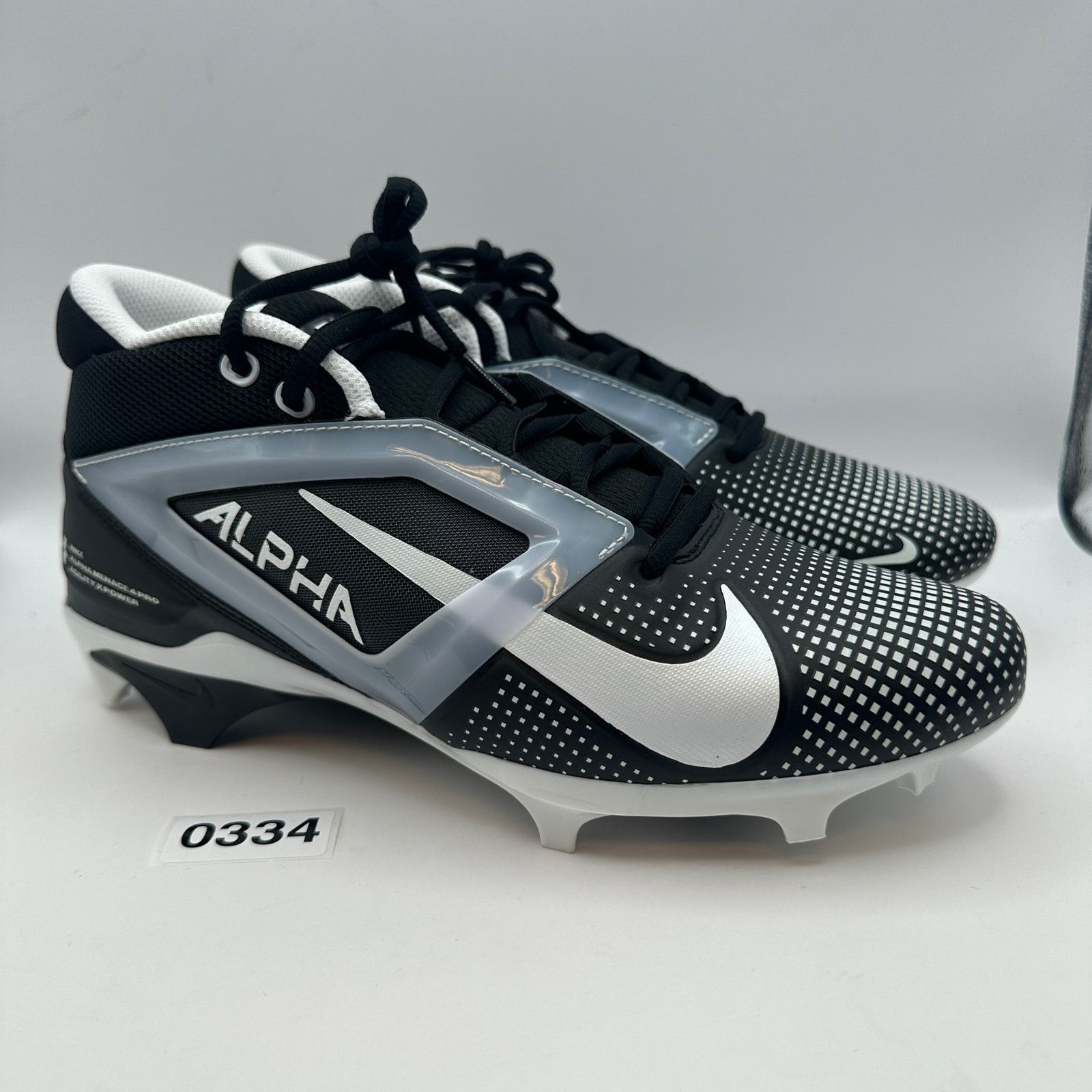 Nike NIKE Men's 9 Alpha Menace 4 PRO Football Cleats Black/White Size US 9 / EU 42 - 3 Thumbnail