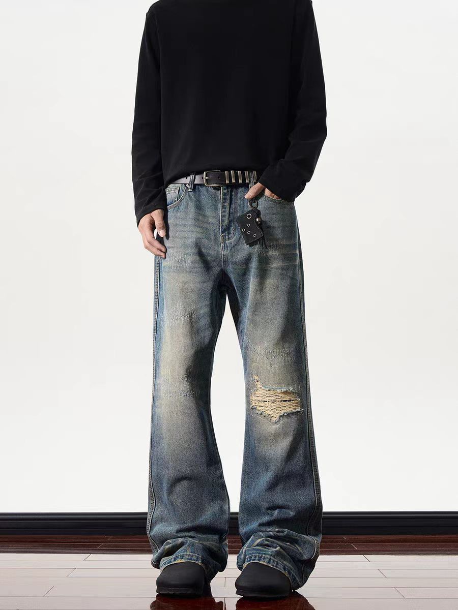 Japanese Brand × Jean High street ripped patched and distressed micro flared jeans Size US 34 / EU 50 - 1 Thumbnail