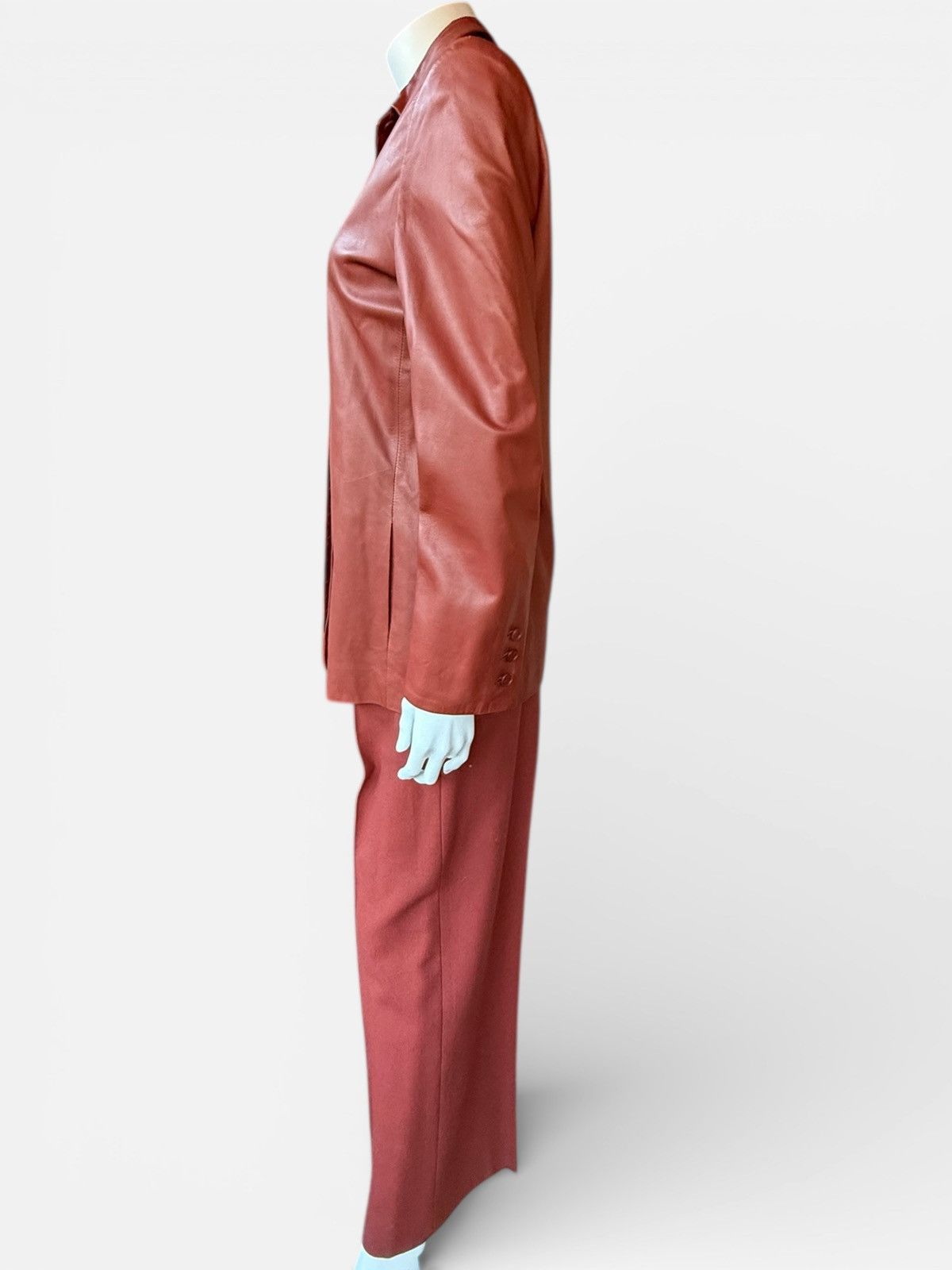 Yves Saint Laurent 70’s YSL Rive Gauche leather jacket + Wool trouser set 38 Size S / US 4 / IT 40 - 6 Thumbnail