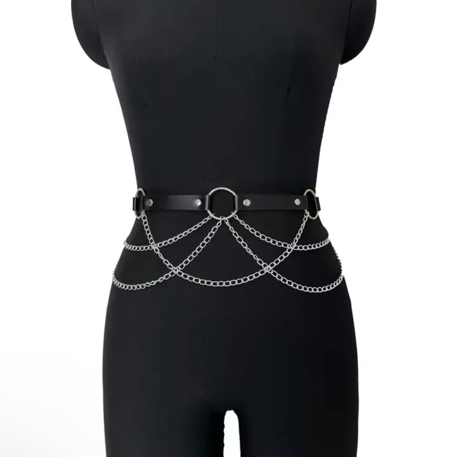 Other Leather Chain Punk Belt for Women Size ONE SIZE - 2 Thumbnail