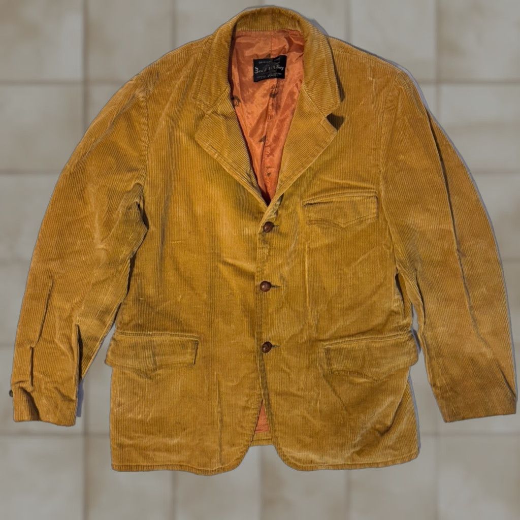 Vintage VINTAGE Brad Whitney Carmel by the Sea Brown Corduroy Blazer Jacket Medium Jacket Mens Brown 1970s Tailored Size 40R - 1 Thumbnail