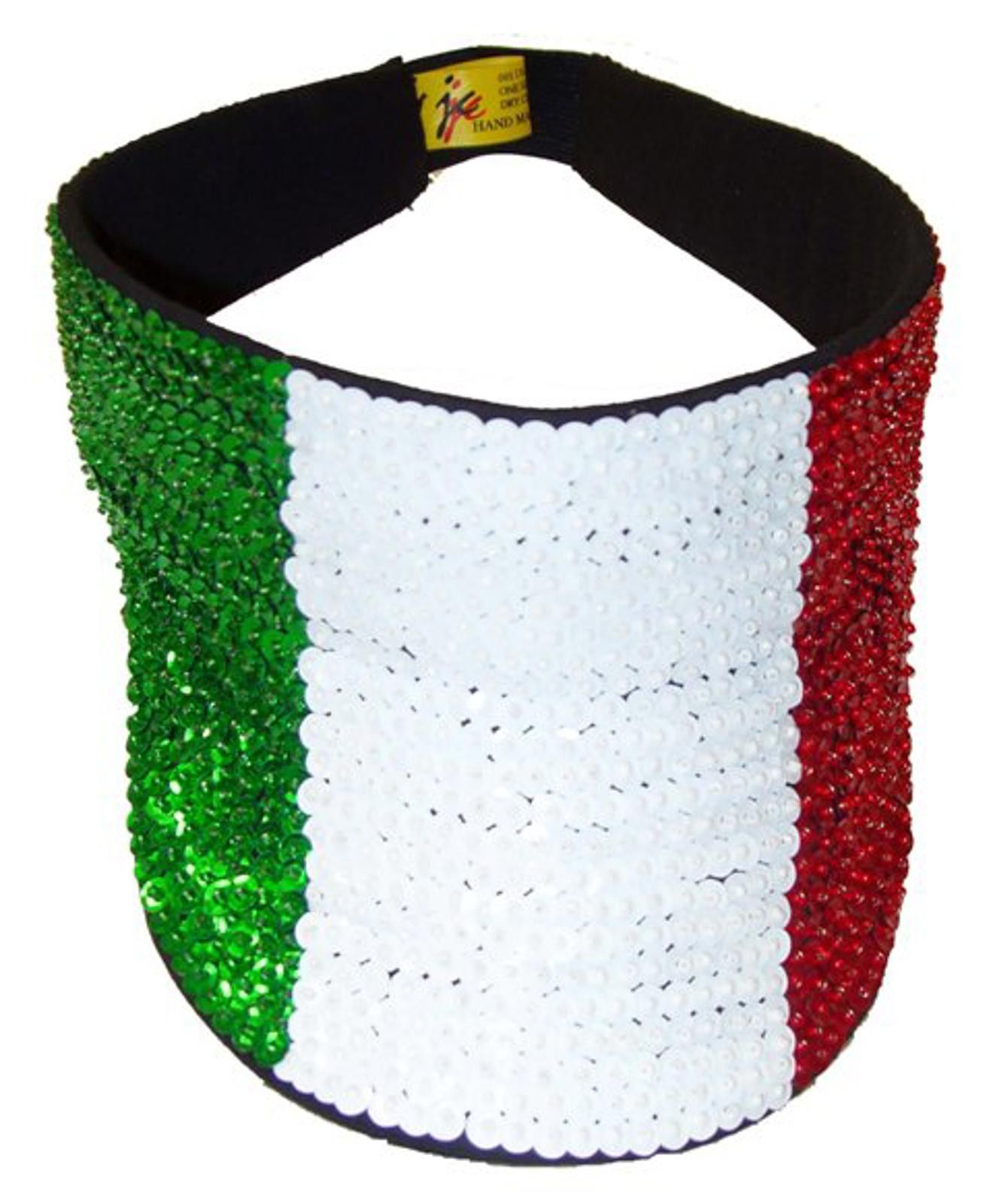 Designer Sequin Sun Visor Italian Flag Size ONE SIZE - 1 Preview