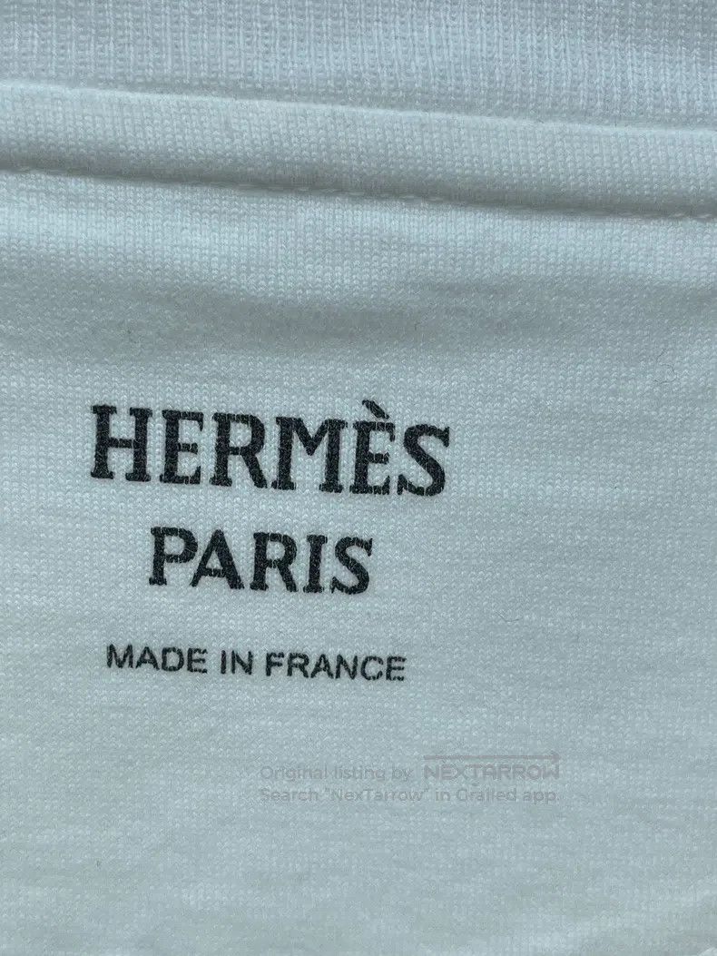 Hermes Hermes White Embroidered Pocket Short-Sleeve T-Shirt Size XS / US 0-2 / IT 36-38 - 4 Thumbnail