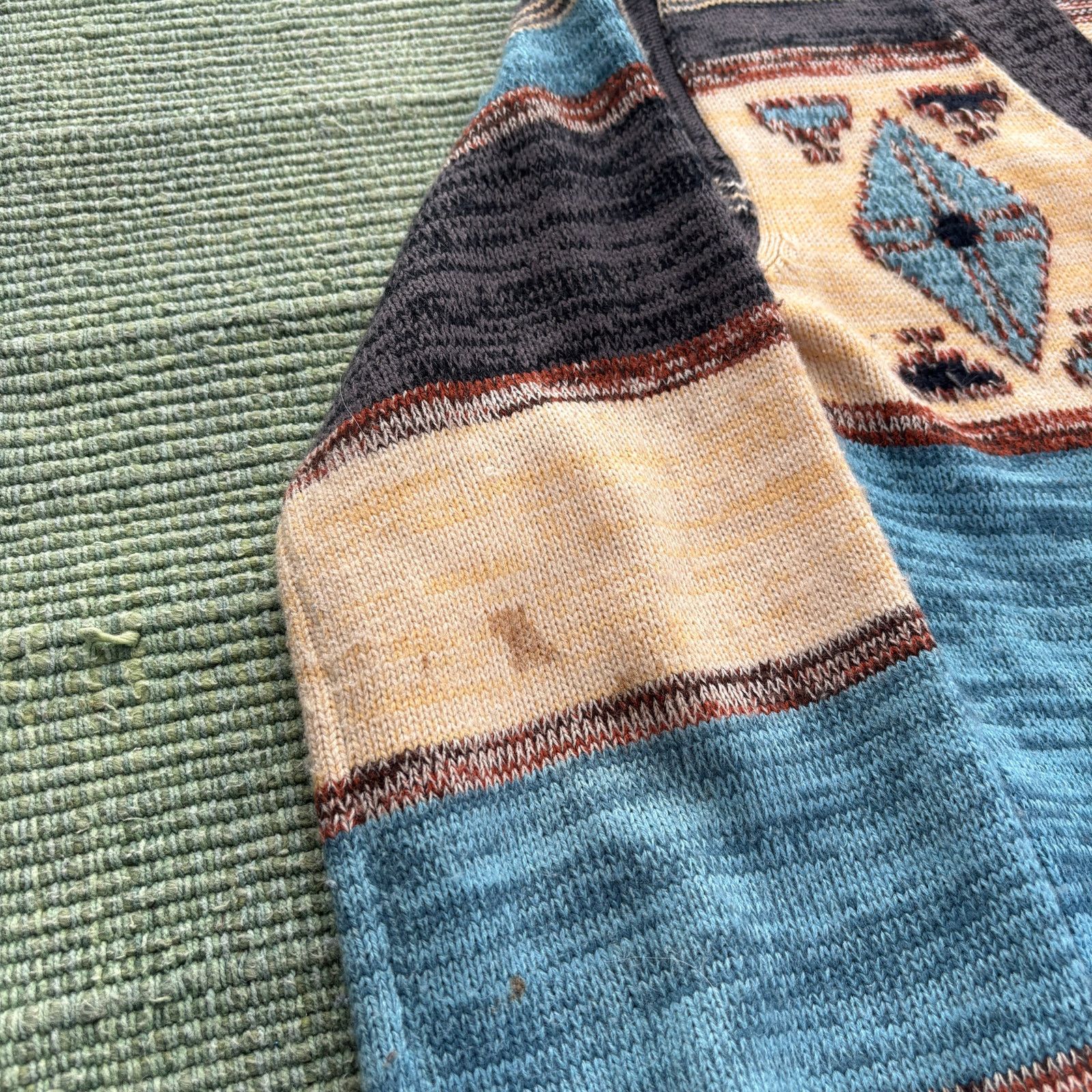 Vintage Vintage 70s Womens Knit Cardigan Boho Southwestern Hippie Size L / US 10 / IT 46 - 4 Thumbnail