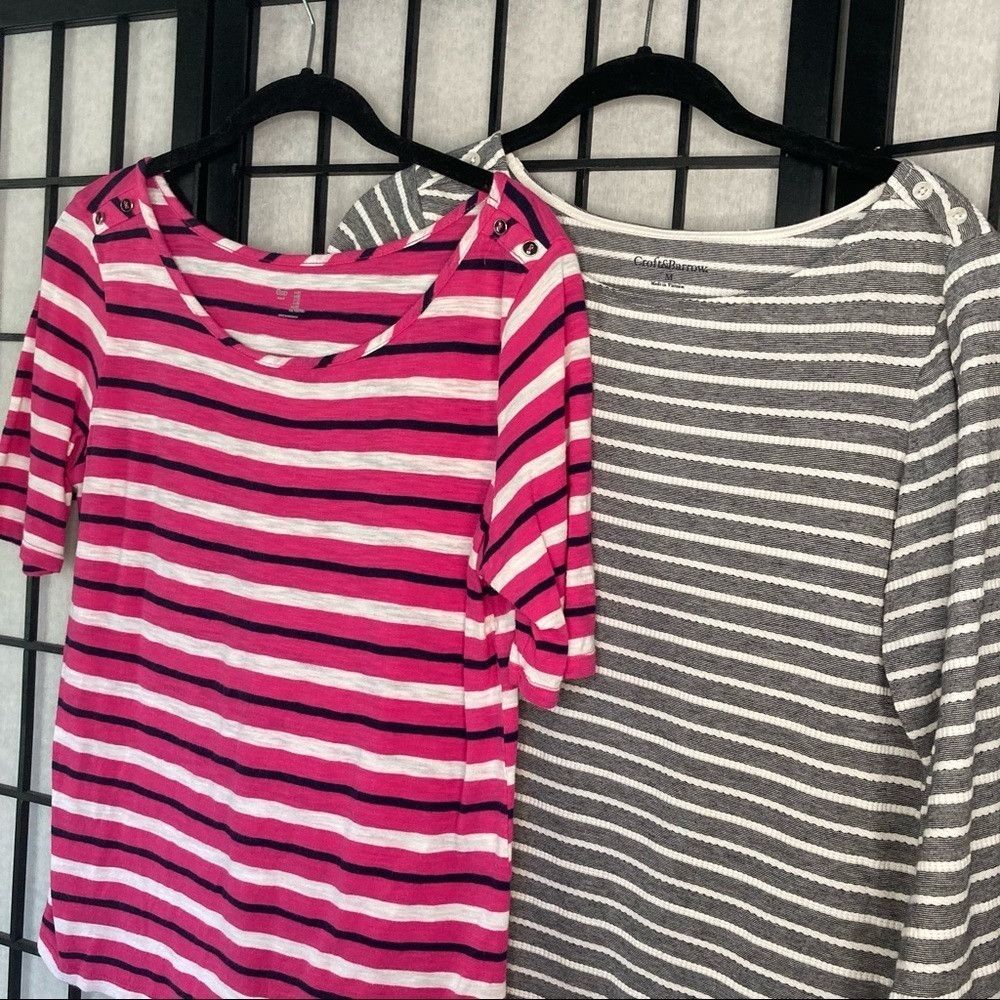Gap Gap Croft & Barrow Stripped Shirts Pink Grey White Medium Size M / US 6-8 / IT 42-44 - 1 Thumbnail