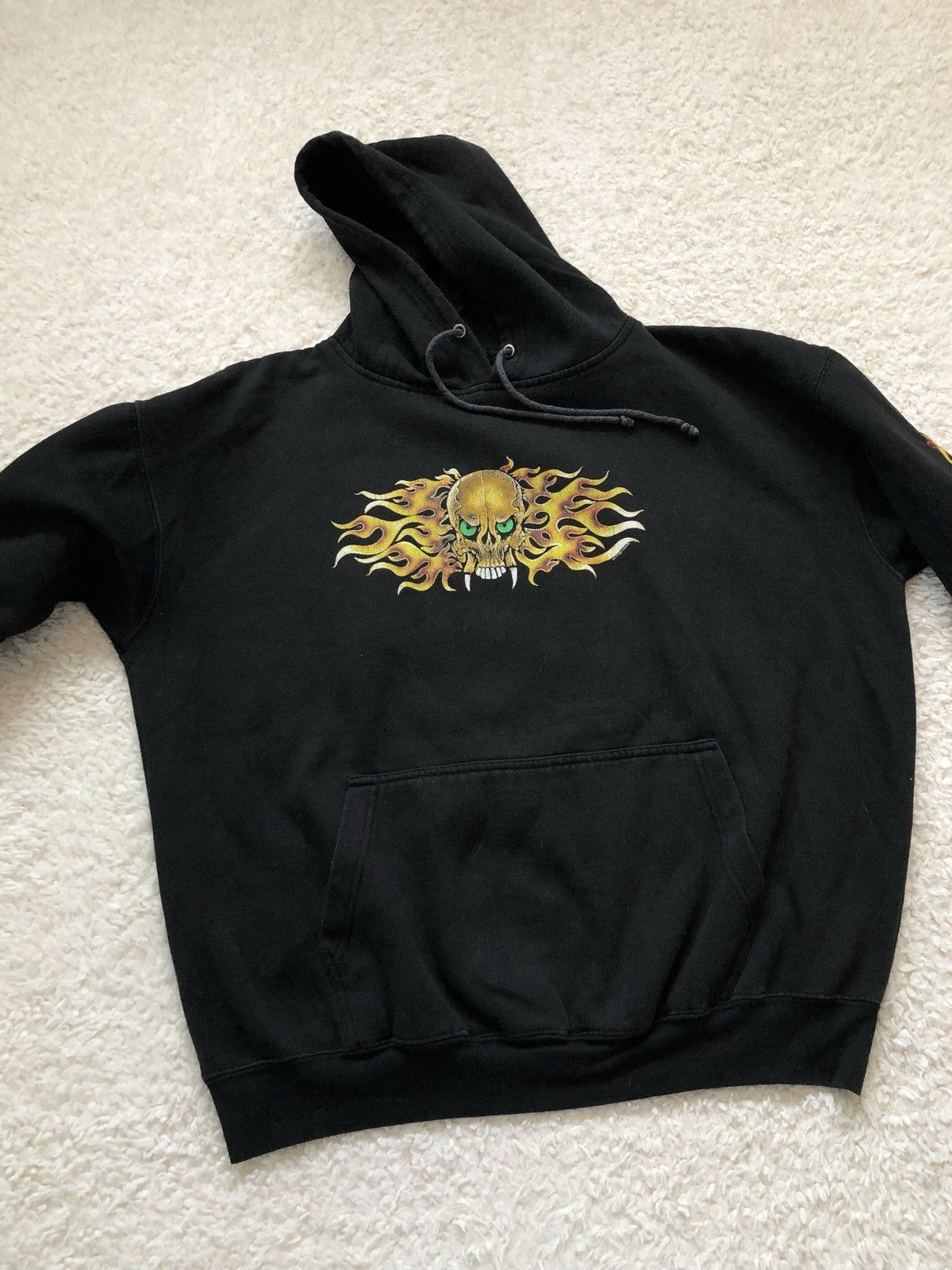 Vintage Hoodie Skull Fire Vintage 90’s Boxy Fit 65x65 cm Size US XL / EU 56 / 4 - 3 Thumbnail