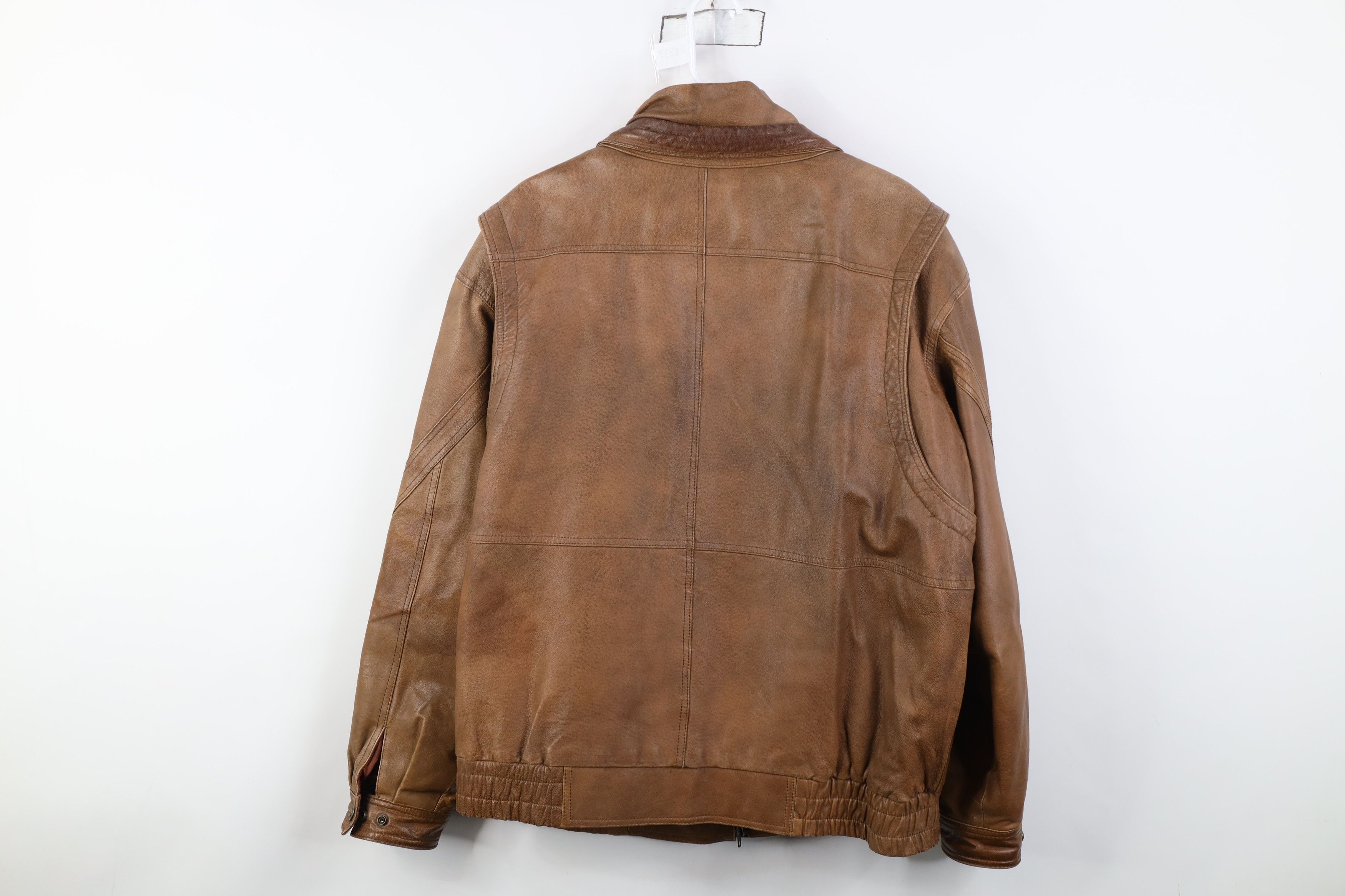 Vintage AS IS Vintage 90s Streetwear Leather Chore Bomber Jacket Size US L / EU 52-54 / 3 - 15 Thumbnail