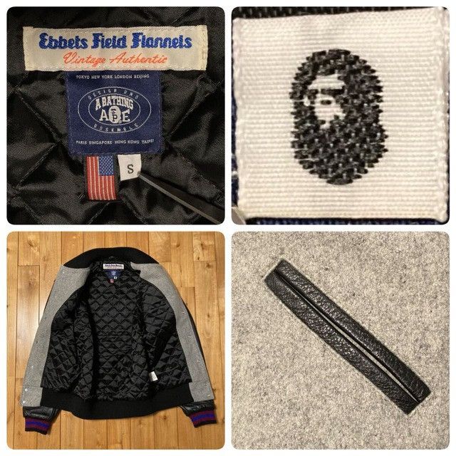 Bape × Ebbets Field Flannels BAPE × EBBETS FIELD FLANNELS Leather Sleeve Varsity Jacket Size US S / EU 44-46 / 1 - 9 Thumbnail