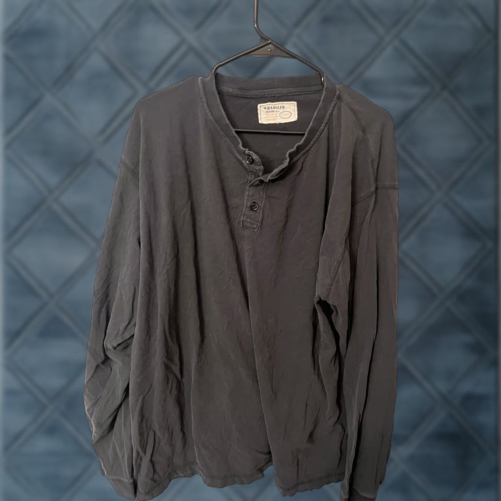 Wrangler Wrangler Jeans Co. Henley Shirt Men's 2XL BlackLong Sleeve Cotton Classic Casual Size US XXL / EU 58 / 5 - 1 Thumbnail