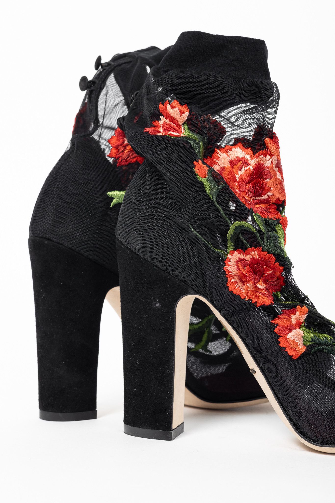 Dolce & Gabbana Dolce & Gabbana SS15 Runway Floral Mesh Suede Booties Size US 8.5 / IT 38.5 - 9 Thumbnail
