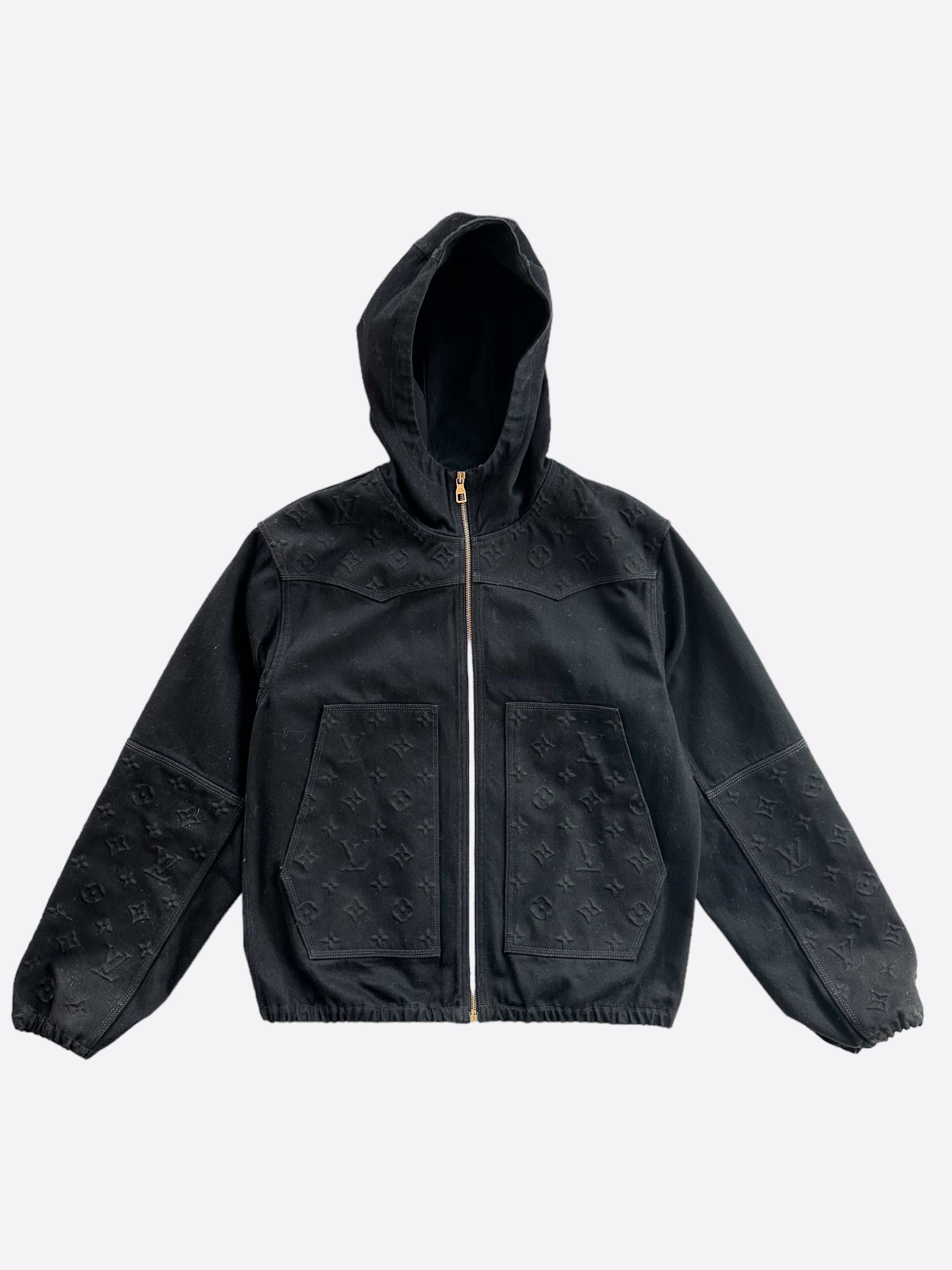 image of Louis Vuitton Black Monogram Carpenter Hooded Jacket, Men's (Size 2XL)