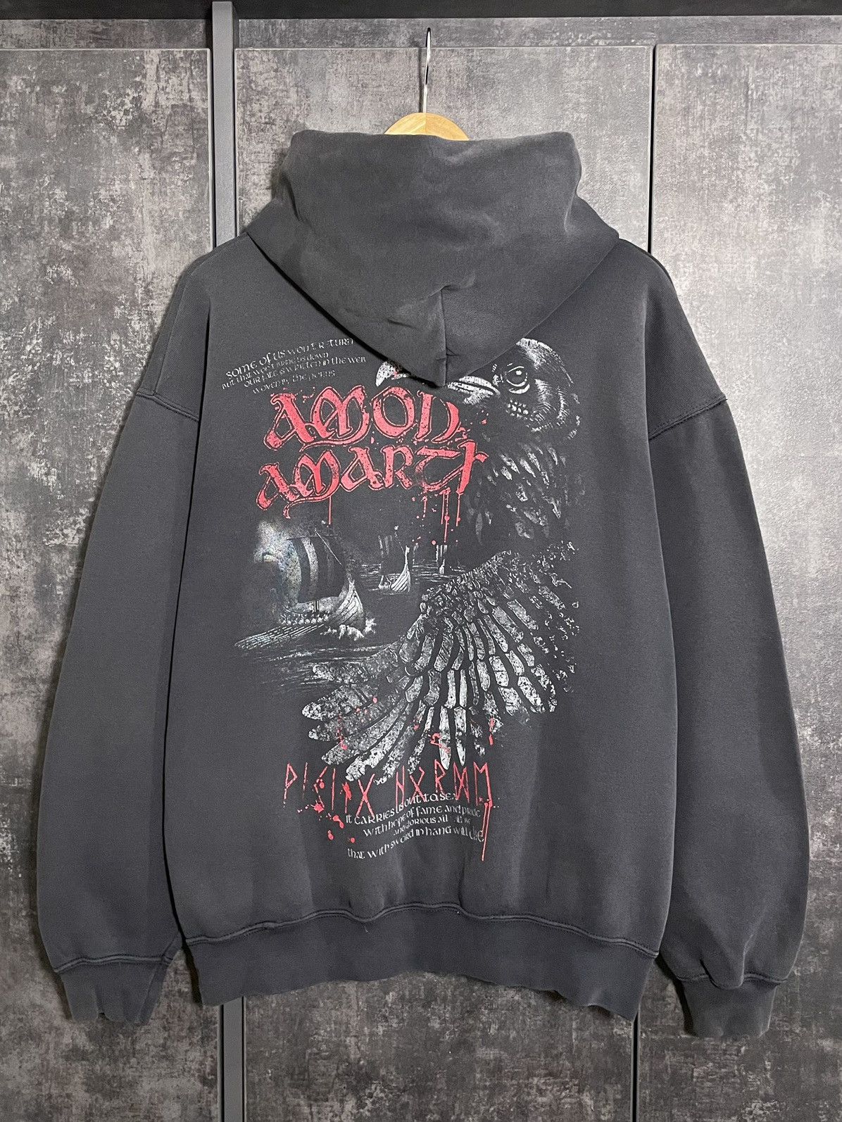 Band Tees Crazy Vintage Amon Amarth Faded Hoodie Darkthrone Deftones Size US XL / EU 56 / 4 - 3 Thumbnail