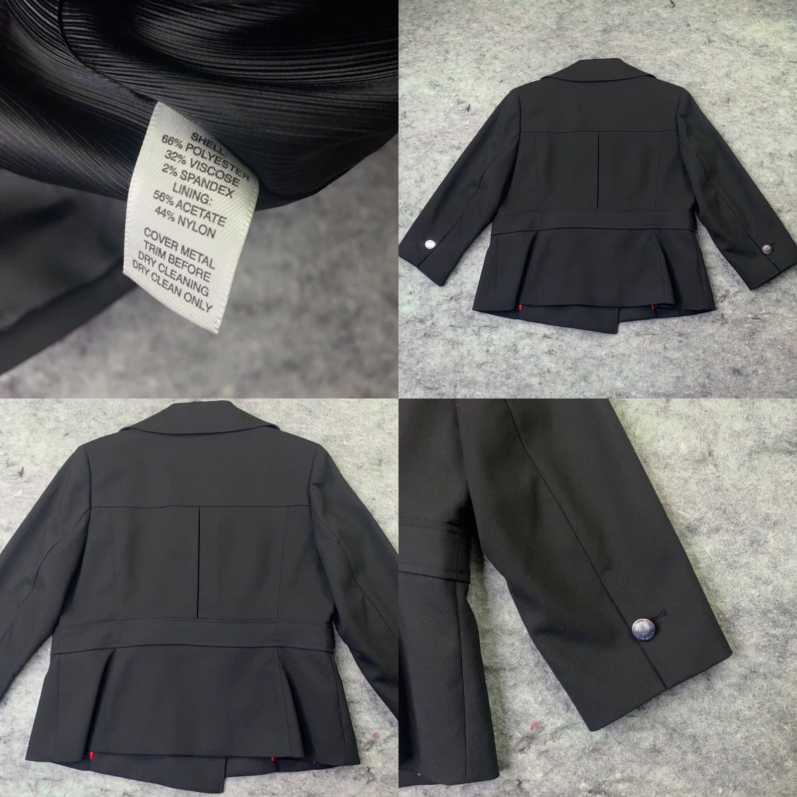 White House Black Market White Hous Black Market WHBM Womens Jacket 12 Black Double-Breasted Pea Coat Size XL / US 12-14 / IT 48-50 - 8 Thumbnail