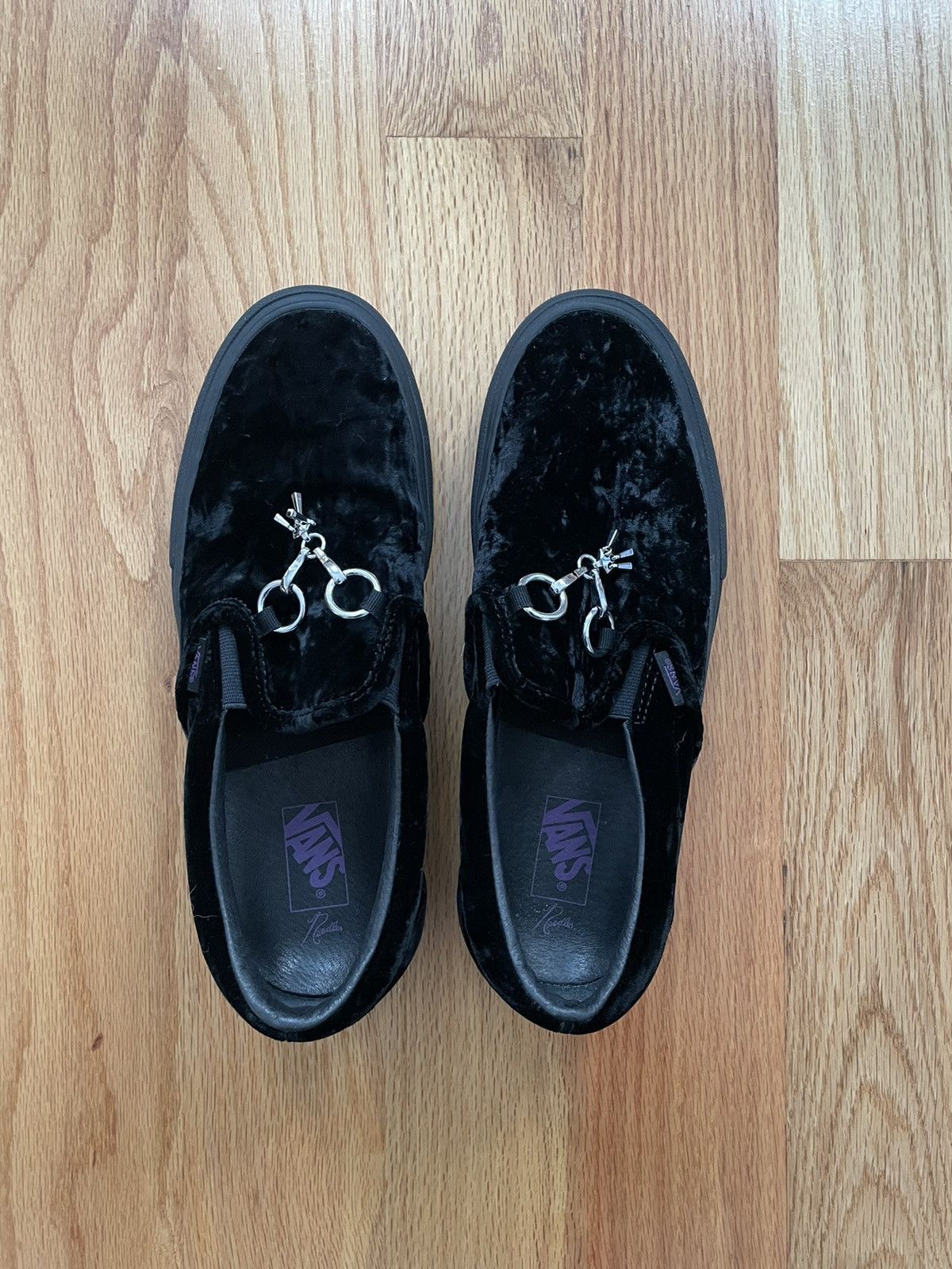 image of Needles Velvet Slip On Shoes in Black, Men's (Size 8)
