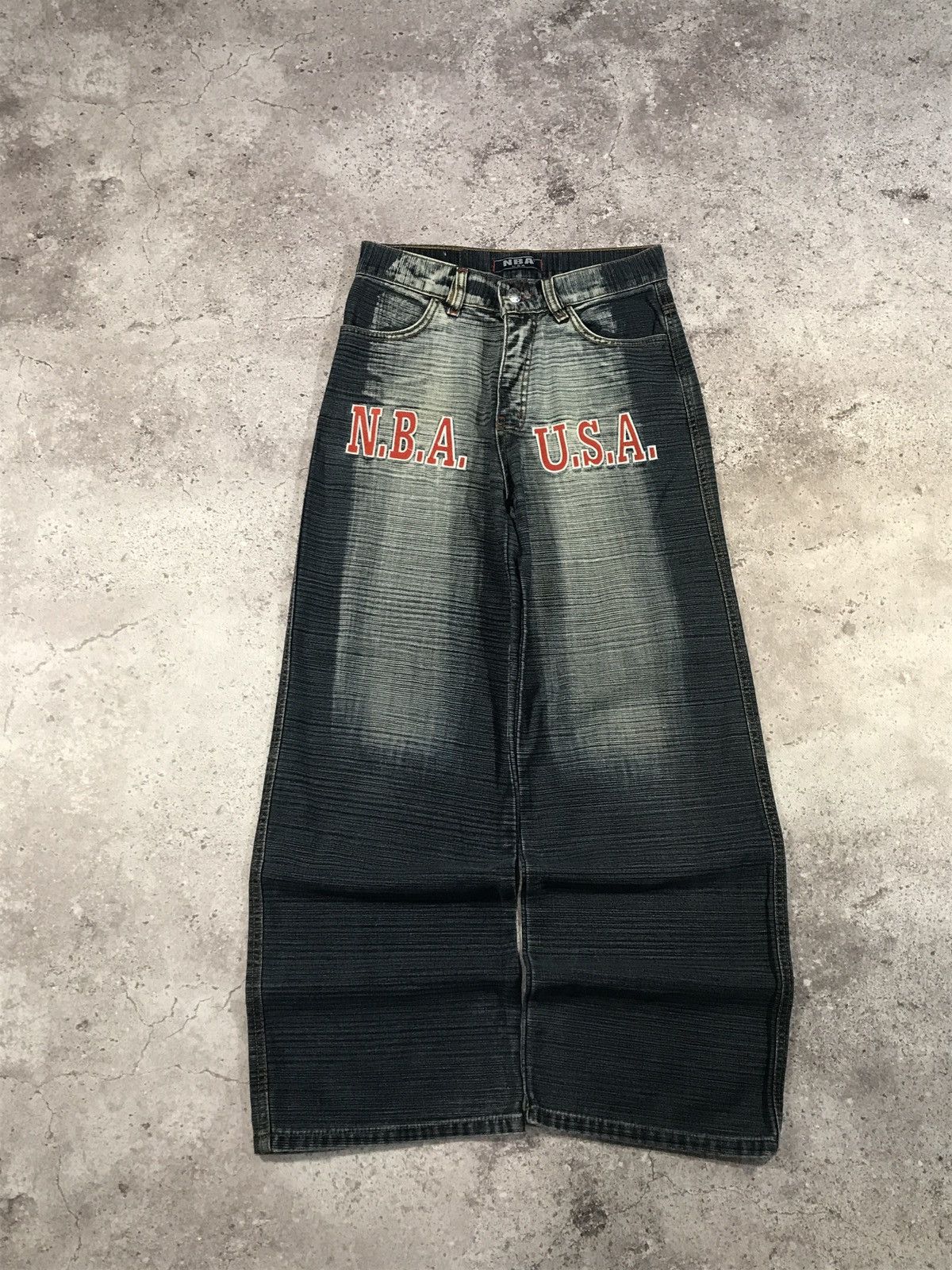 NBA Vintage Y2K Jeans NBA USA Embroiled Logo Blue 26 Size 27" / US 4 / IT 40 - 6 Thumbnail