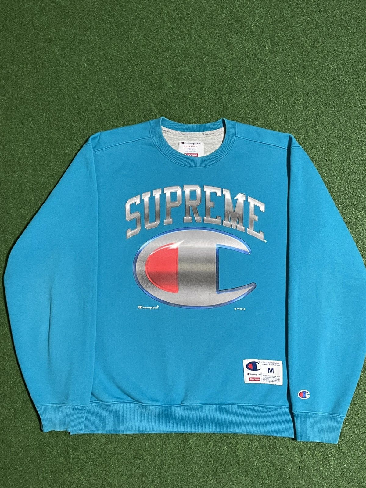 image of Champion Chrome Crewneck in Blue, Men's (Size Medium)