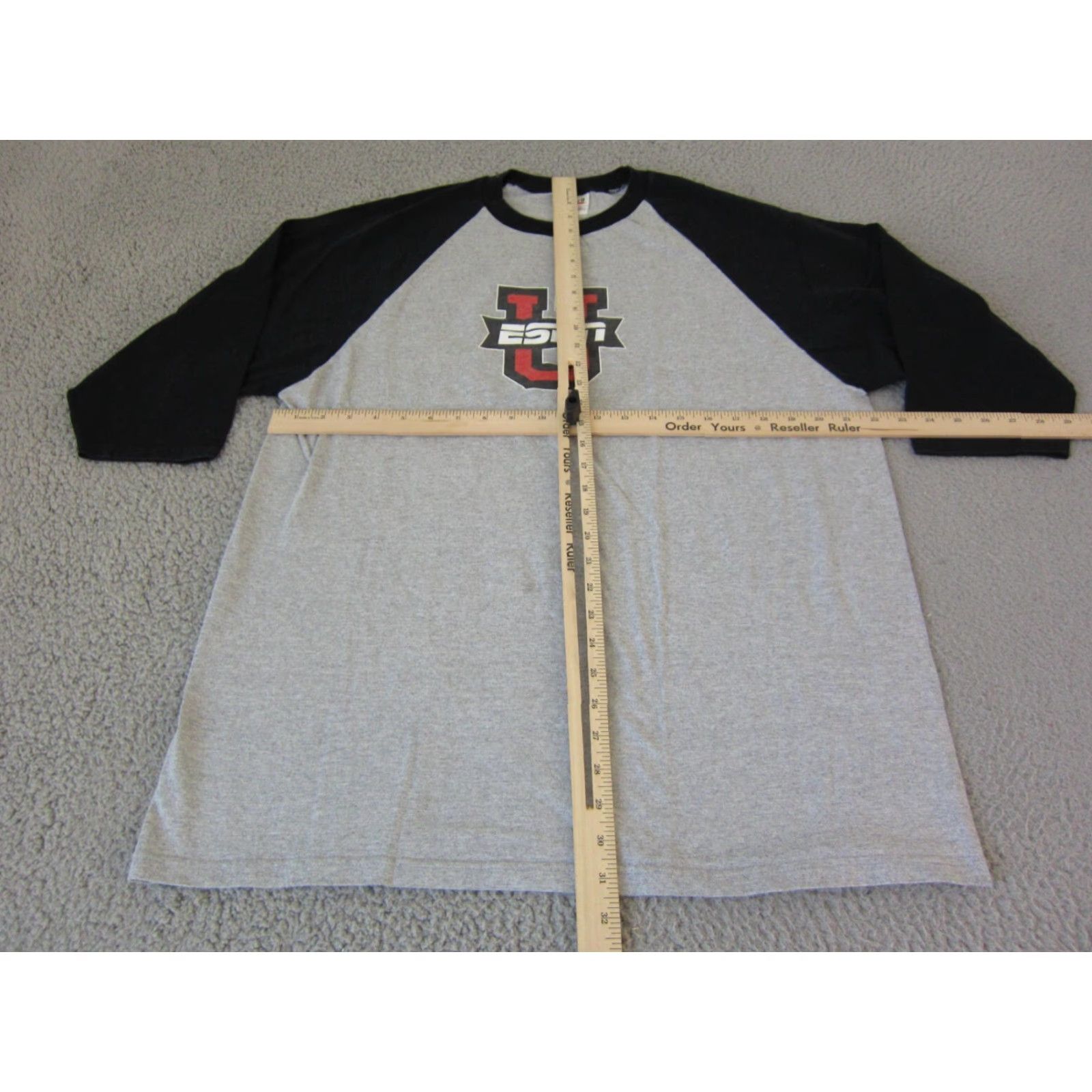Anvil VINTAGE ESPN Shirt Mens XL Gray Anvil 90s T-Shirt Crew Neck 3/4 Sleeve Athletic Cotton Jersey Baseball Sports Casual Size US XL / EU 56 / 4 - 6 Thumbnail