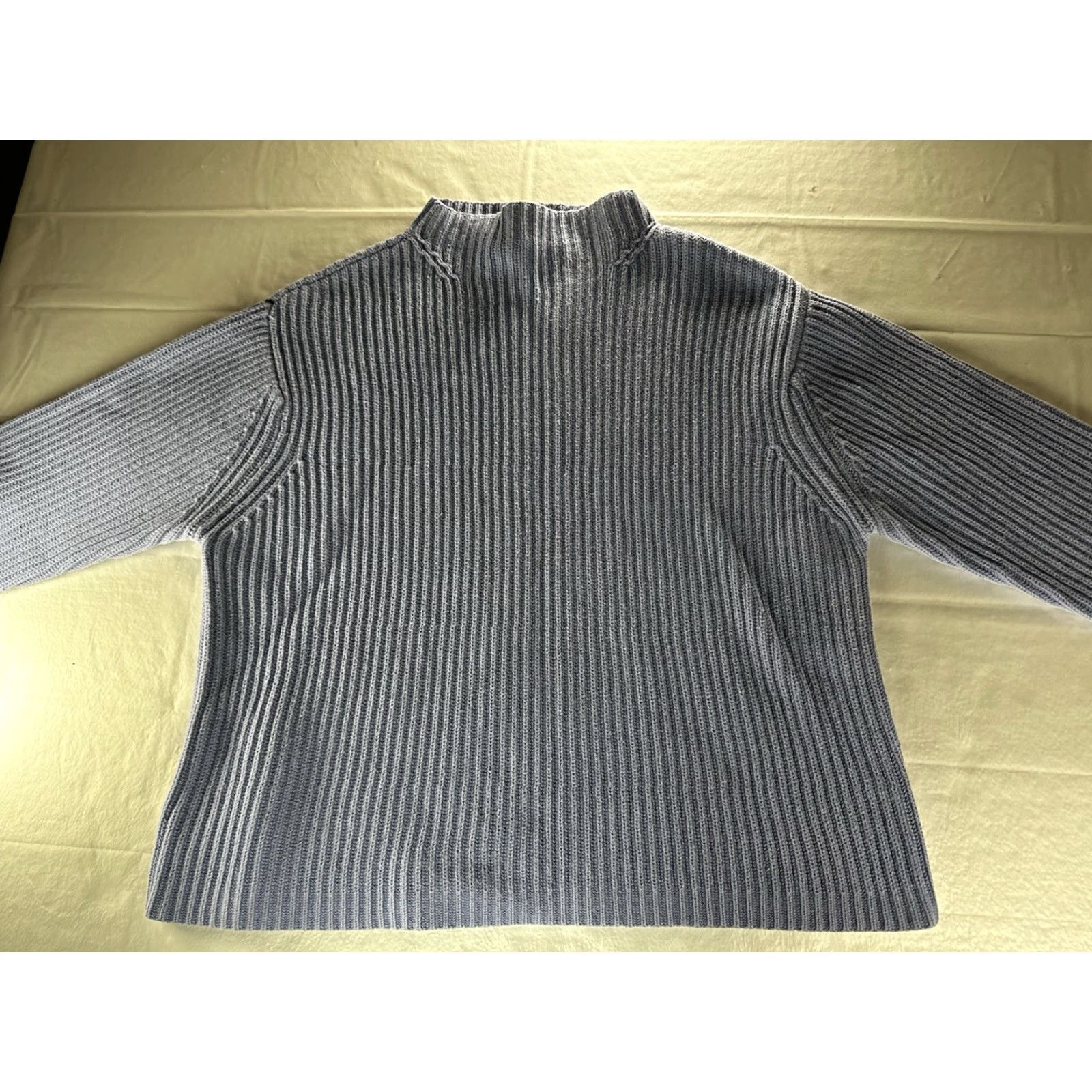 Evan Picone Evan Picone Sweater Womens XL Blue Rib Knit Mock Neck Pullover Cotton Knit Pullover Size XL / US 12-14 / IT 48-50 - 3 Thumbnail