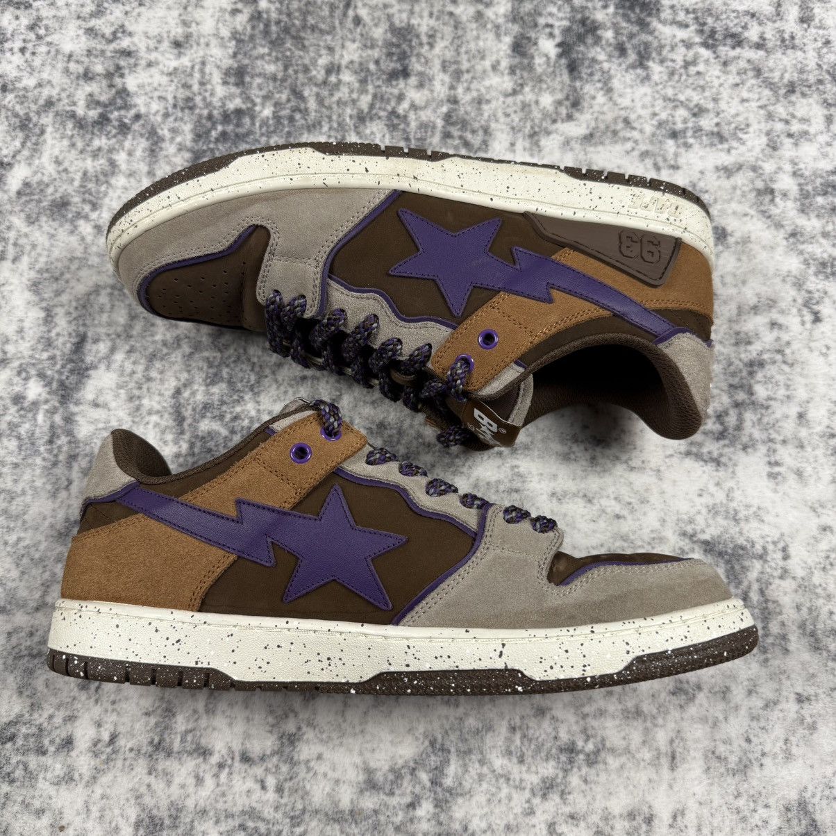 Bape BAPE STA Low ‘Brown/Purple’ Leather Sneakers Size US 11 / EU 44 - 3 Thumbnail