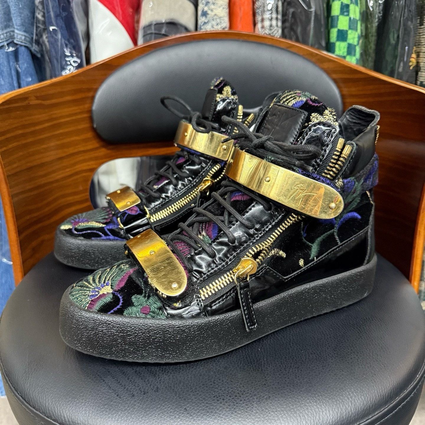 Giuseppe Zanotti Giuseppe Zanotti Casual Embroidered Black Hitop Sneakers Men Size US 7.5 / EU 40-41 - 1 Thumbnail