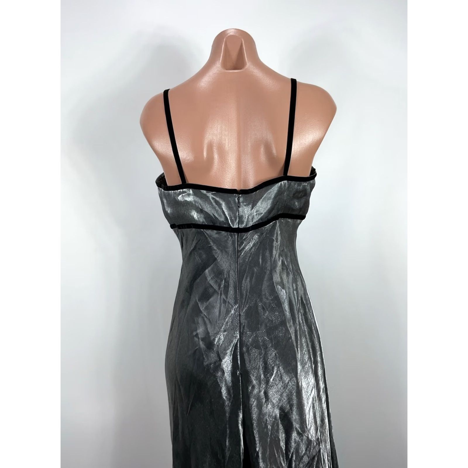 Vintage Vintage Silver Satin Strappy Formal Prom 90s Y2K Sexy Shiny Wet Look Dress Size XL / US 12-14 / IT 48-50 - 6 Thumbnail