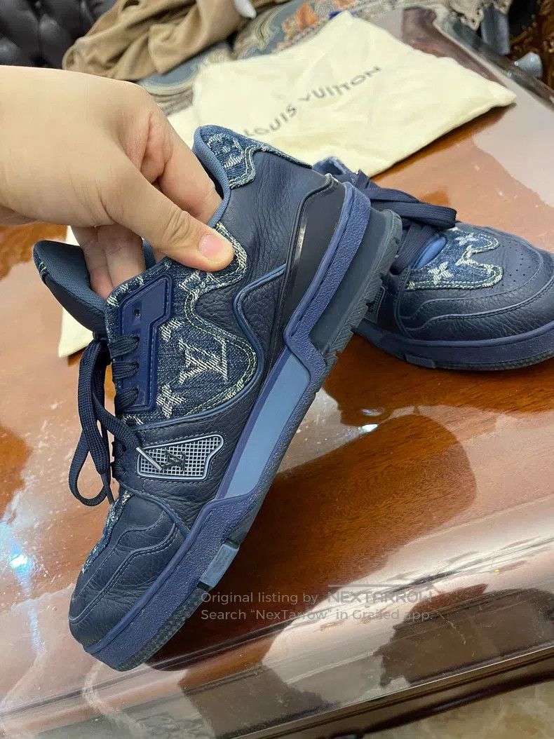 Louis Vuitton Louis Vuitton Blue lychee skin patchwork denim presbyopic Size US 7.5 / EU 40-41 - 4 Thumbnail