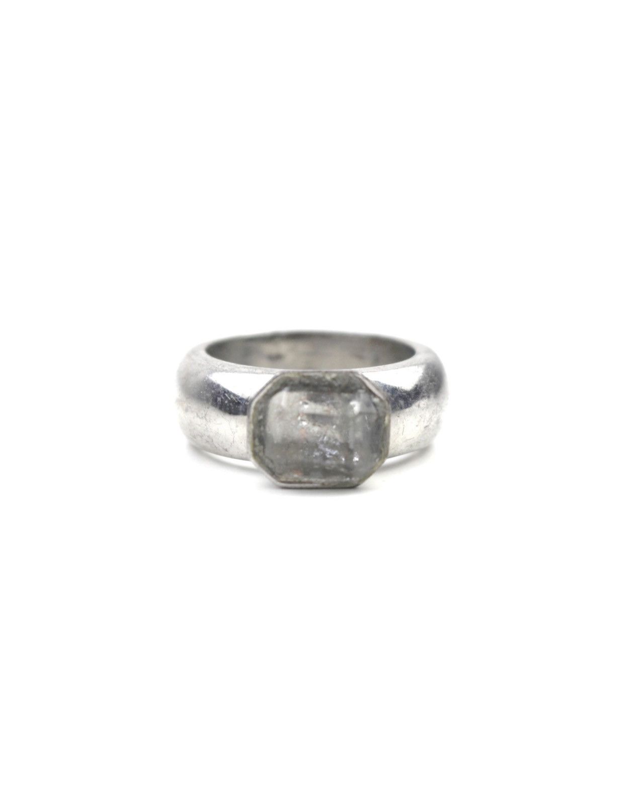 Vintage 2000S JAPANESE MADE CHUNKY RING WITH CLEAR HEXAGON STONE Size ONE SIZE - 1 Thumbnail
