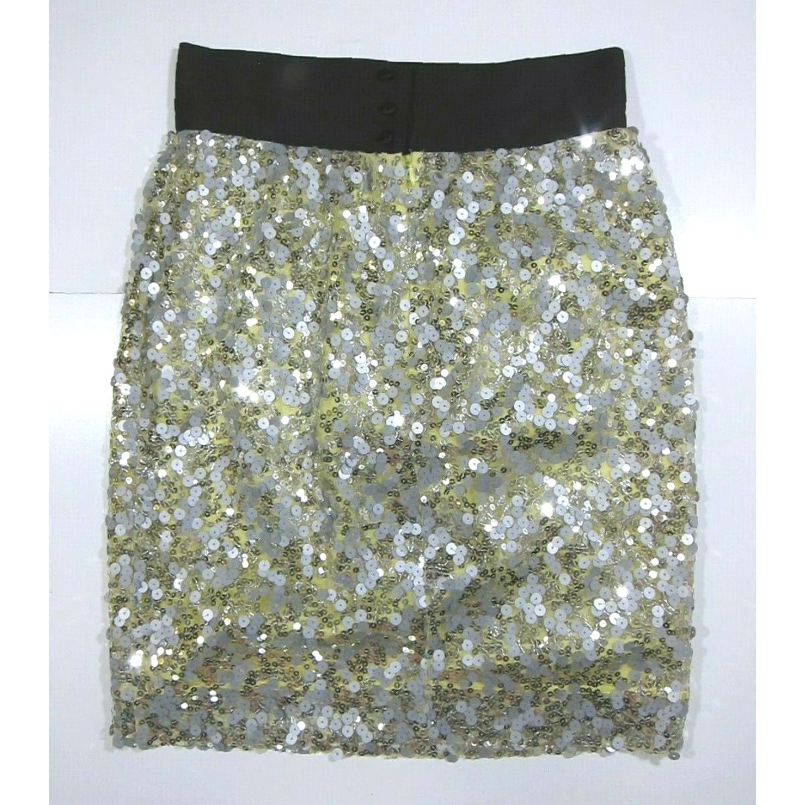 Robert Rodriguez Robert Rodriguez Mini Sequin Cocktail Skirt Women Size 6 Yellow Silver Black 100% Polyester Size 28" / US 6 / IT 42 - 2 Thumbnail