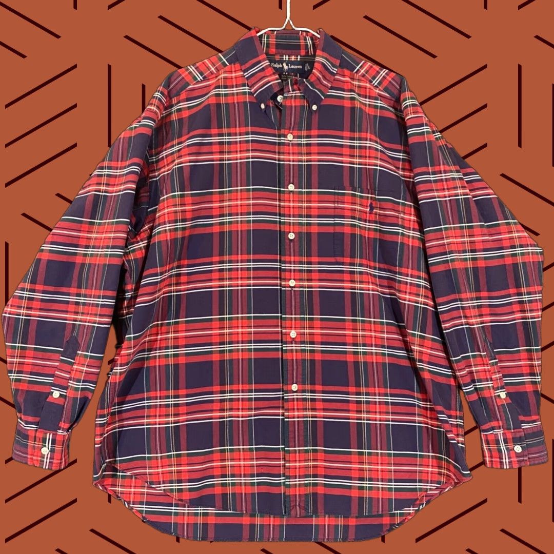 Ralph Lauren RALPH LAUREN Shirt Mens L Red Blue Plaid Button-Down Short Sleeve Big Shirt Size US L / EU 52-54 / 3 - 1 Thumbnail