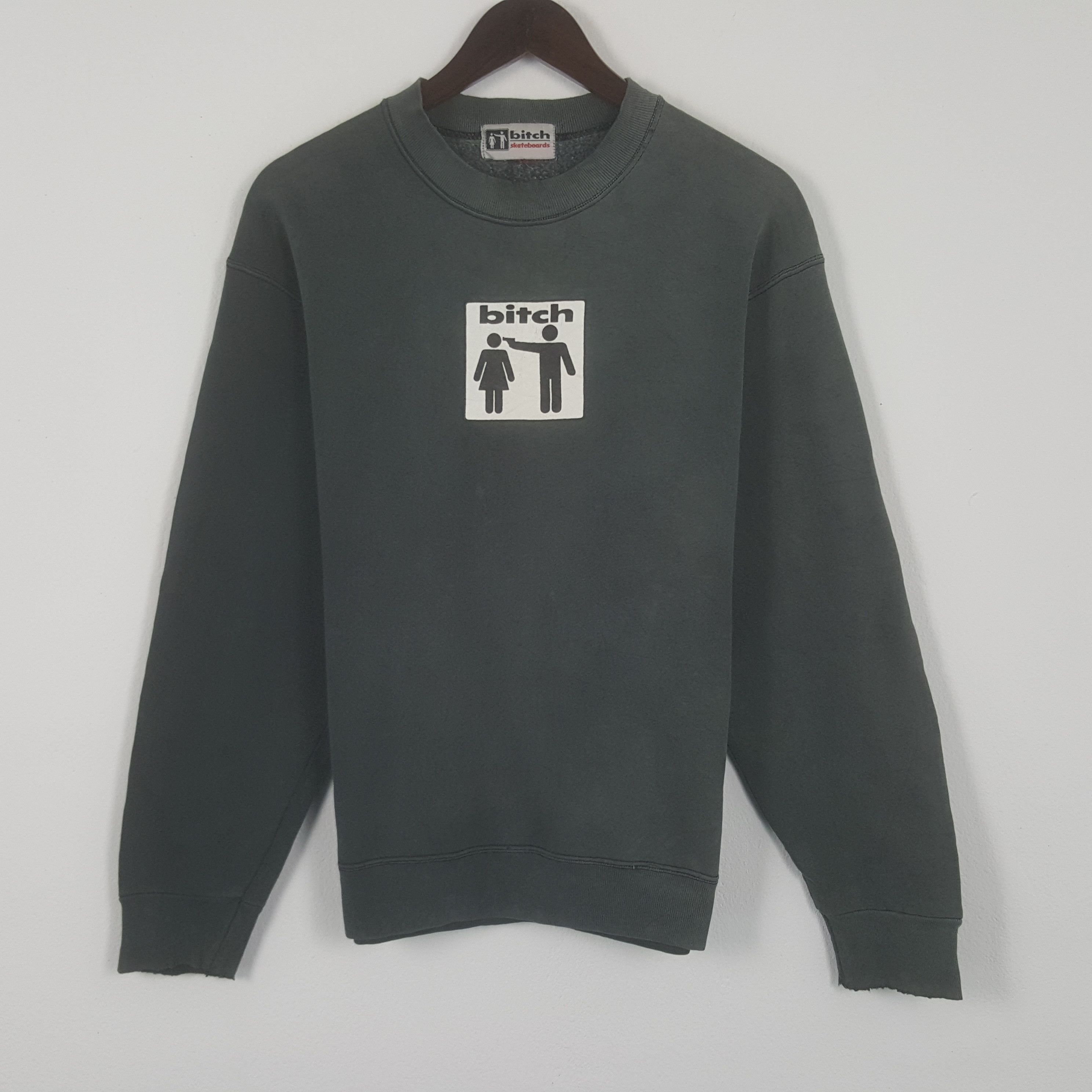 image of Skategang x Vintage Bitch Skateboard Sweatshirt in Grey, Men's (Size Small)