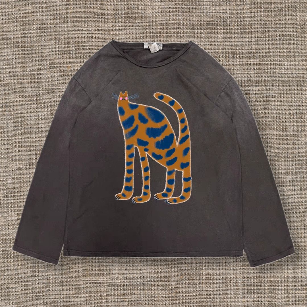 Designer × Vintage Childhood Art Kitty Distressed T-shirt Size US L / EU 52-54 / 3 - 1 Thumbnail