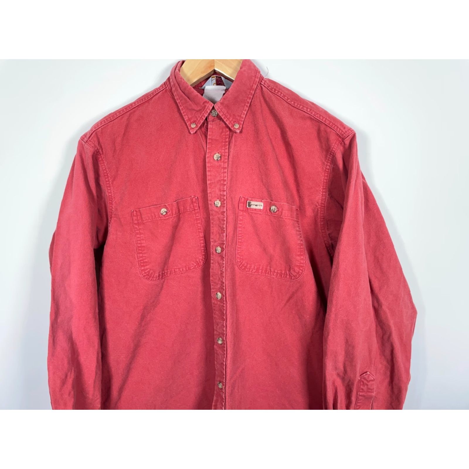 Carhartt VINTAGE Carhartt Work Shirt XL Red Long Sleeve Button-Up Rugged Outdoor Wear Mens Size US XL / EU 56 / 4 - 4 Thumbnail