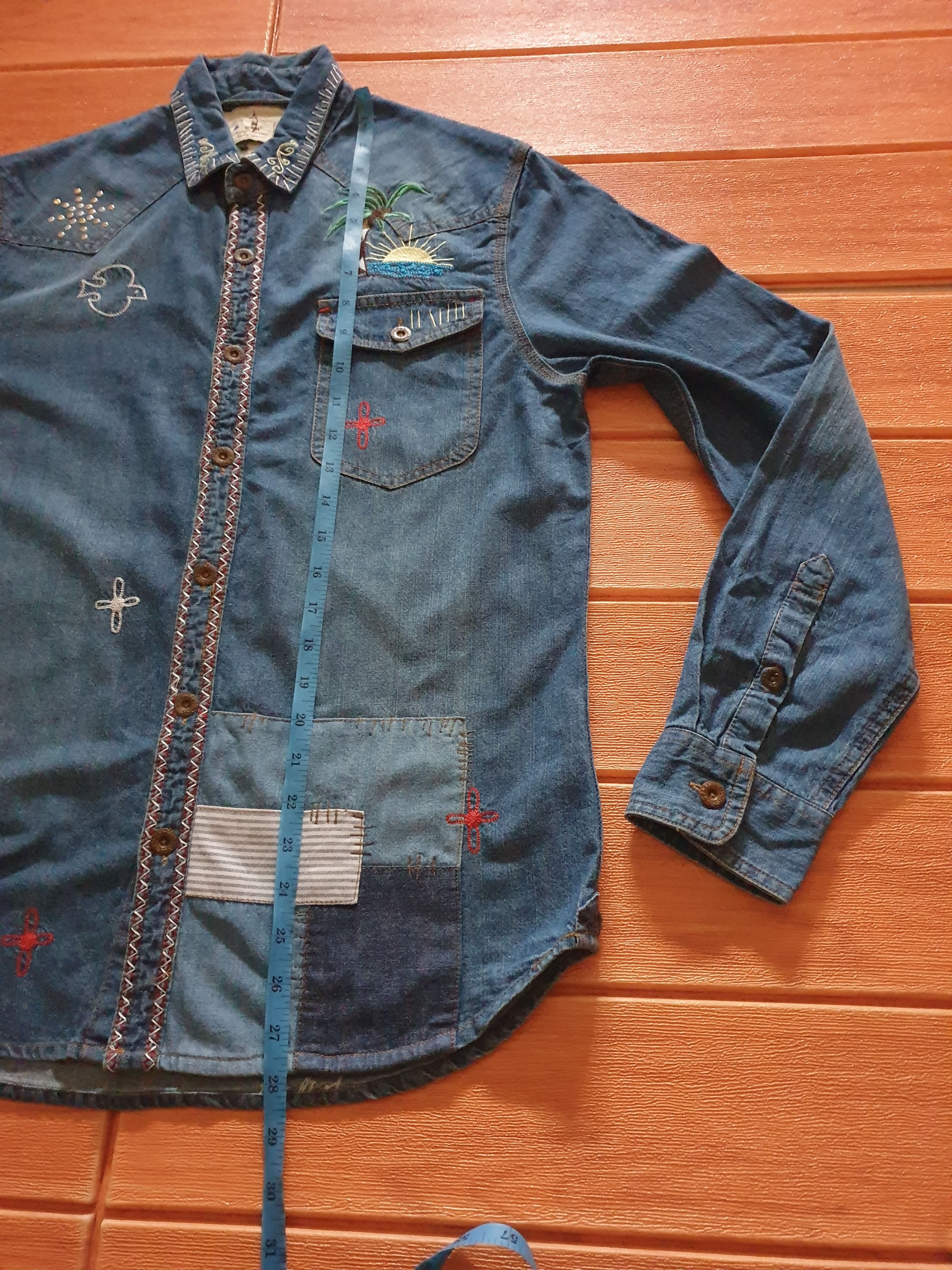 GRN Grn shashiko patchwork shirt Size US M / EU 48-50 / 2 - 7 Thumbnail