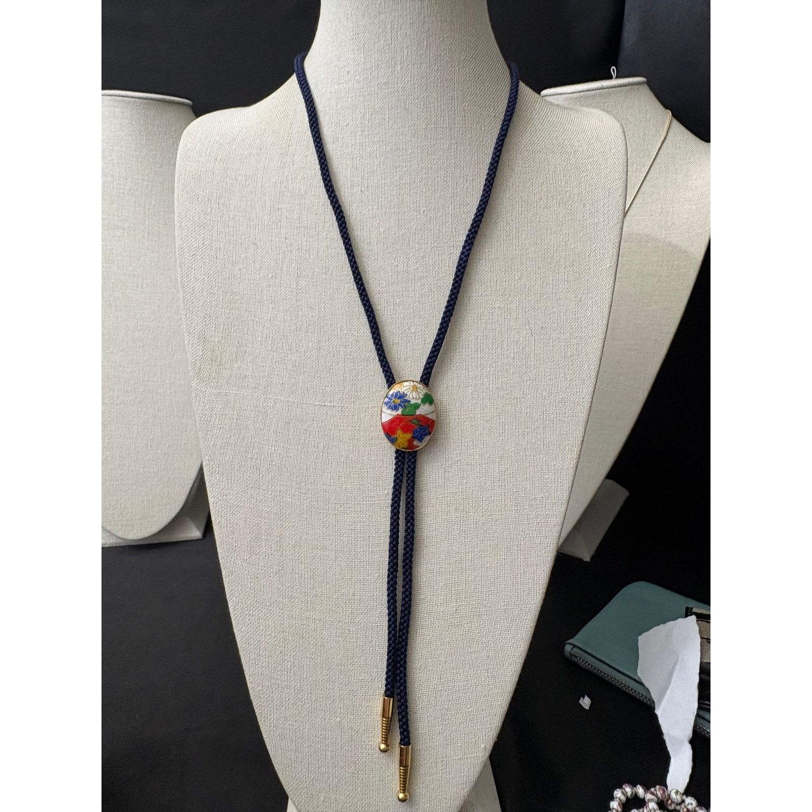 Other Vintage Cloisonne Bead Bolo Style Necklace Size ONE SIZE - 1 Thumbnail