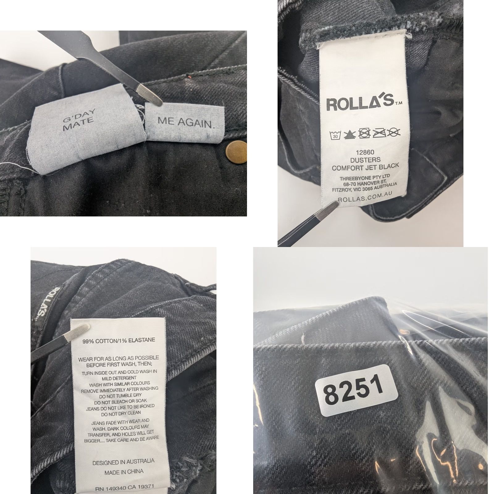 Rolla's Rolla's Dusters Jeans High Rise Slim 26 Black Denim Stretch Women Straight 5-Pocket Art Outfit Size 26" / US 2 / IT 38 - 9 Thumbnail