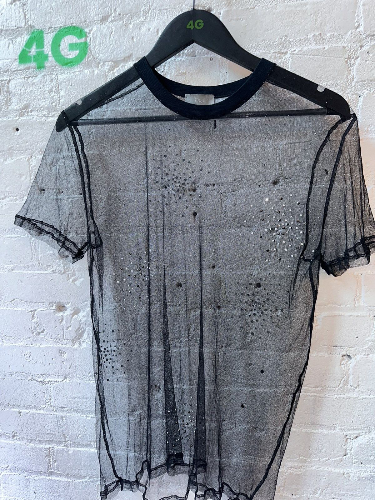 DIOR HOMME RUNWAY 06 HEDI SLIMANE SHEER CRYSTAL SHIRT