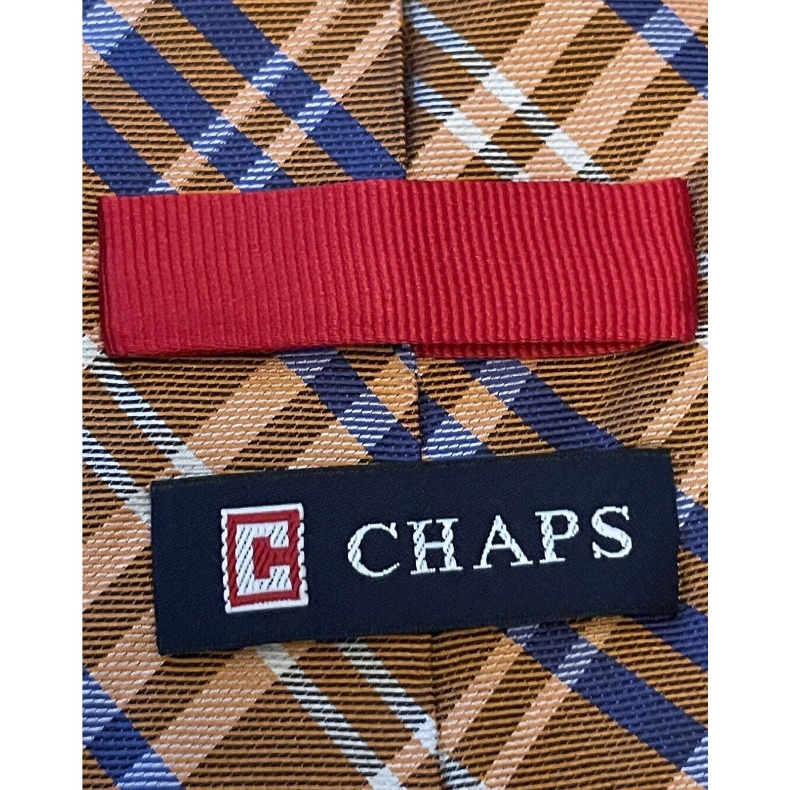 Chaps Chaps Orange Blue Hand Made 100% Silk Made In China Size ONE SIZE - 8 Thumbnail