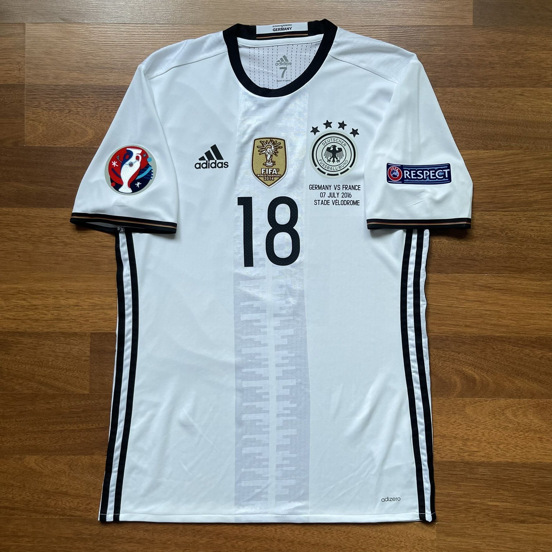 Adidas × Vintage GERMANY ADIDAS ADIZERO 2016 EURO HOME JERSEY #18 KROOS Size US L / EU 52-54 / 3 - 8 Thumbnail