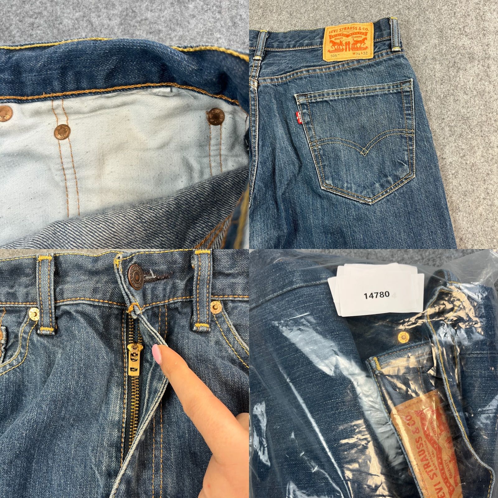 Levi's Levi's 505 Jeans Regular Straight 34 32 Medium Wash Vintage Blue Zip Fly Mens Denim Size US 34 / EU 50 - 8 Thumbnail