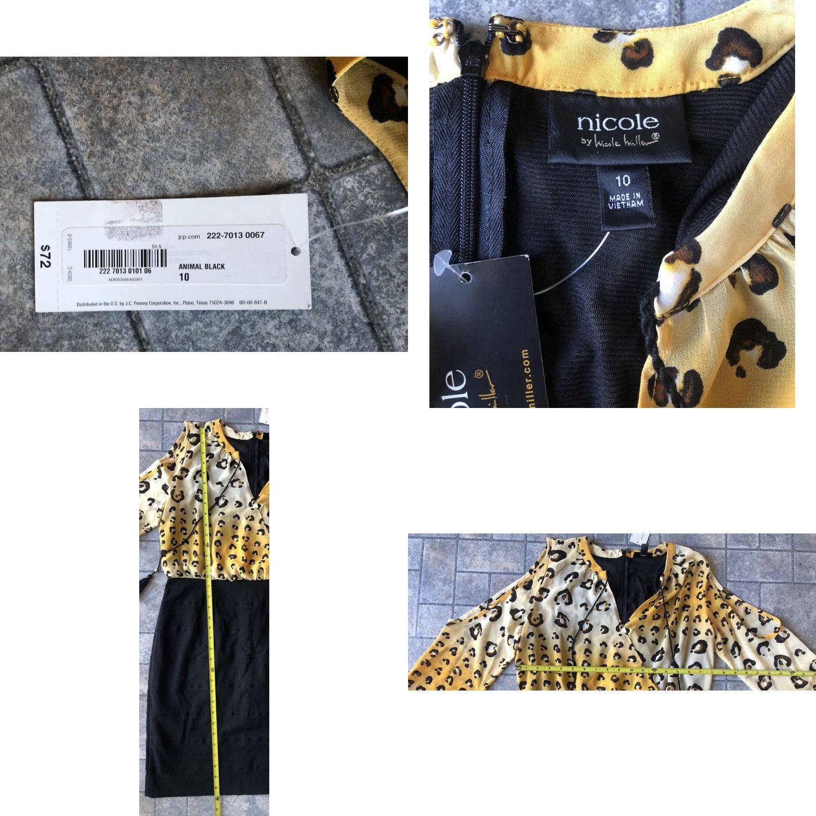 Nicole Miller Nicole Miller Dress NWT Black Animal Print Long Sleeve Knee Length 10 Zip Women's Size L / US 10 / IT 46 - 8 Thumbnail