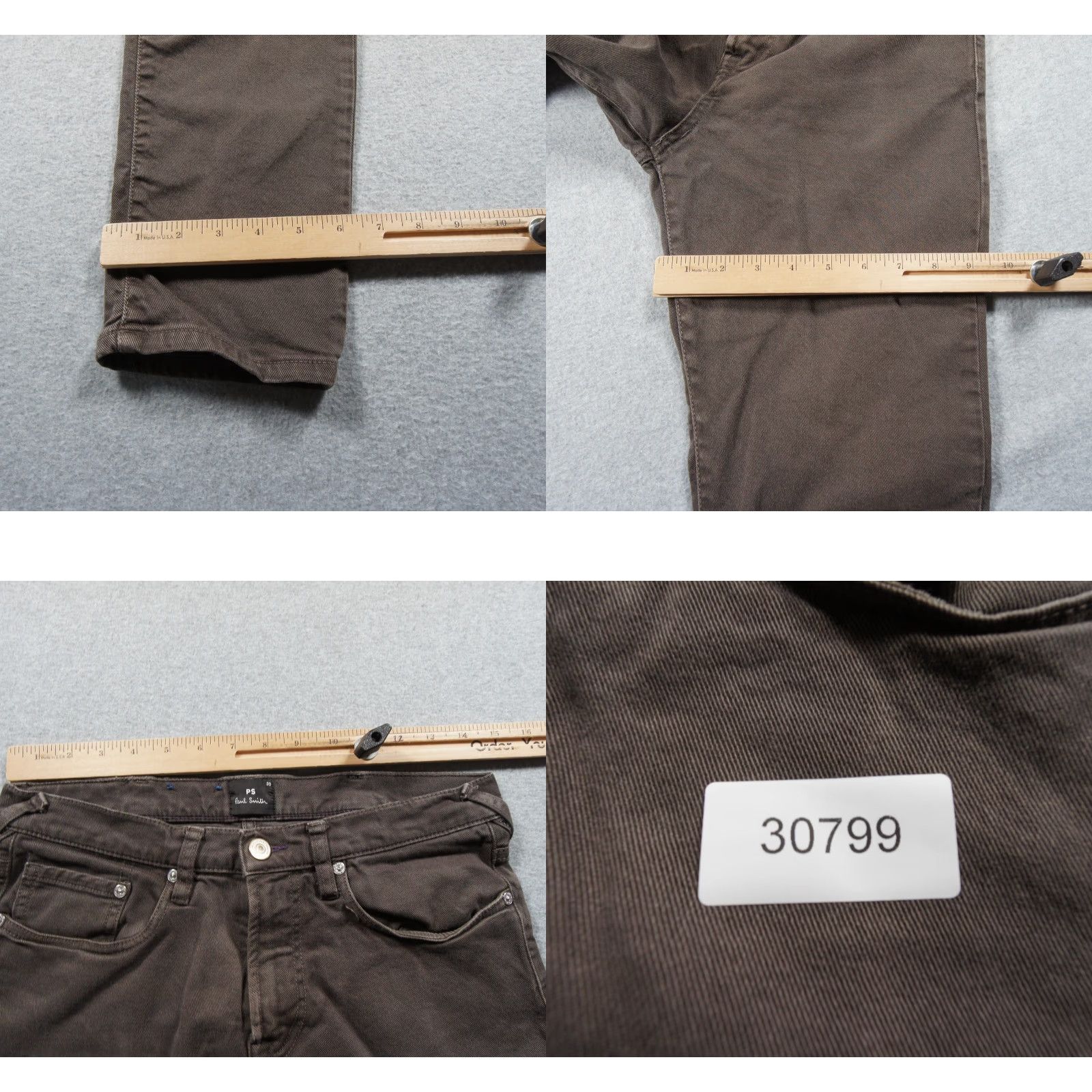 Paul Smith Paul Smith Jeans Mens 30x30 Brown Denim Tapered Fit Stretch Casual Adult Pants Regular Modern 5-Pocket Design Mens Brown Jeans Size US 30 / EU 46 - 9 Thumbnail