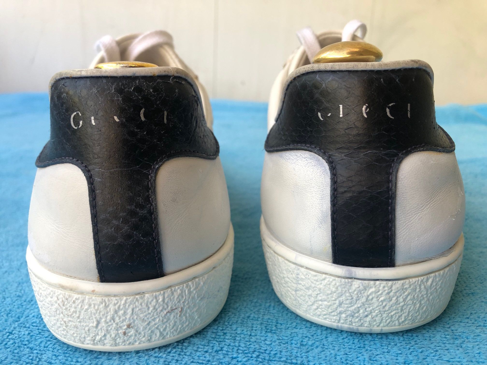 Gucci Gucci 386750 white leather mens trainers sneakers Size US 9 / EU 42 - 5 Thumbnail