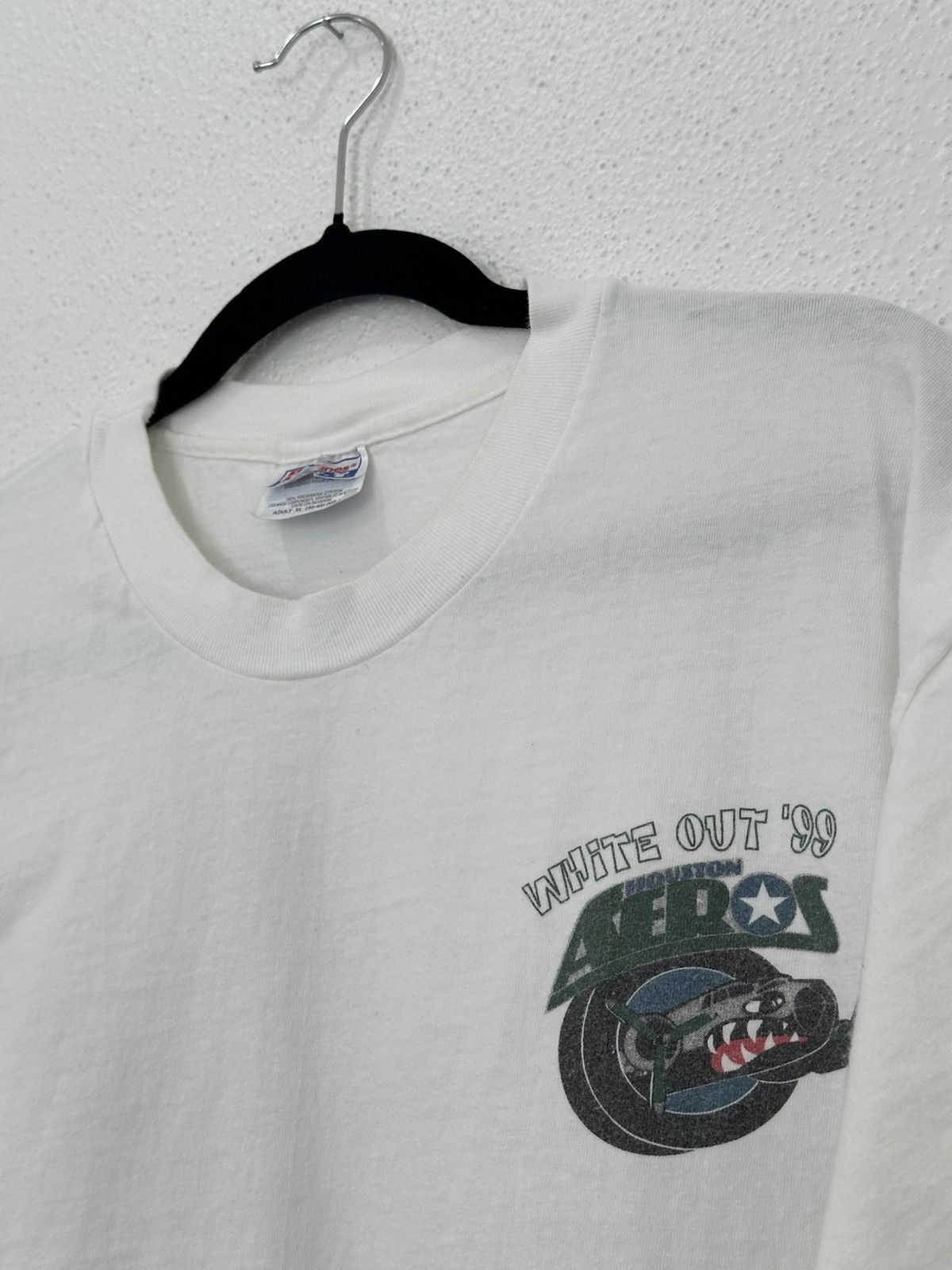 NHL Vintage 90s Houston Aeros White Out ‘99 Promo T-shirt XL Size US XL / EU 56 / 4 - 6 Thumbnail