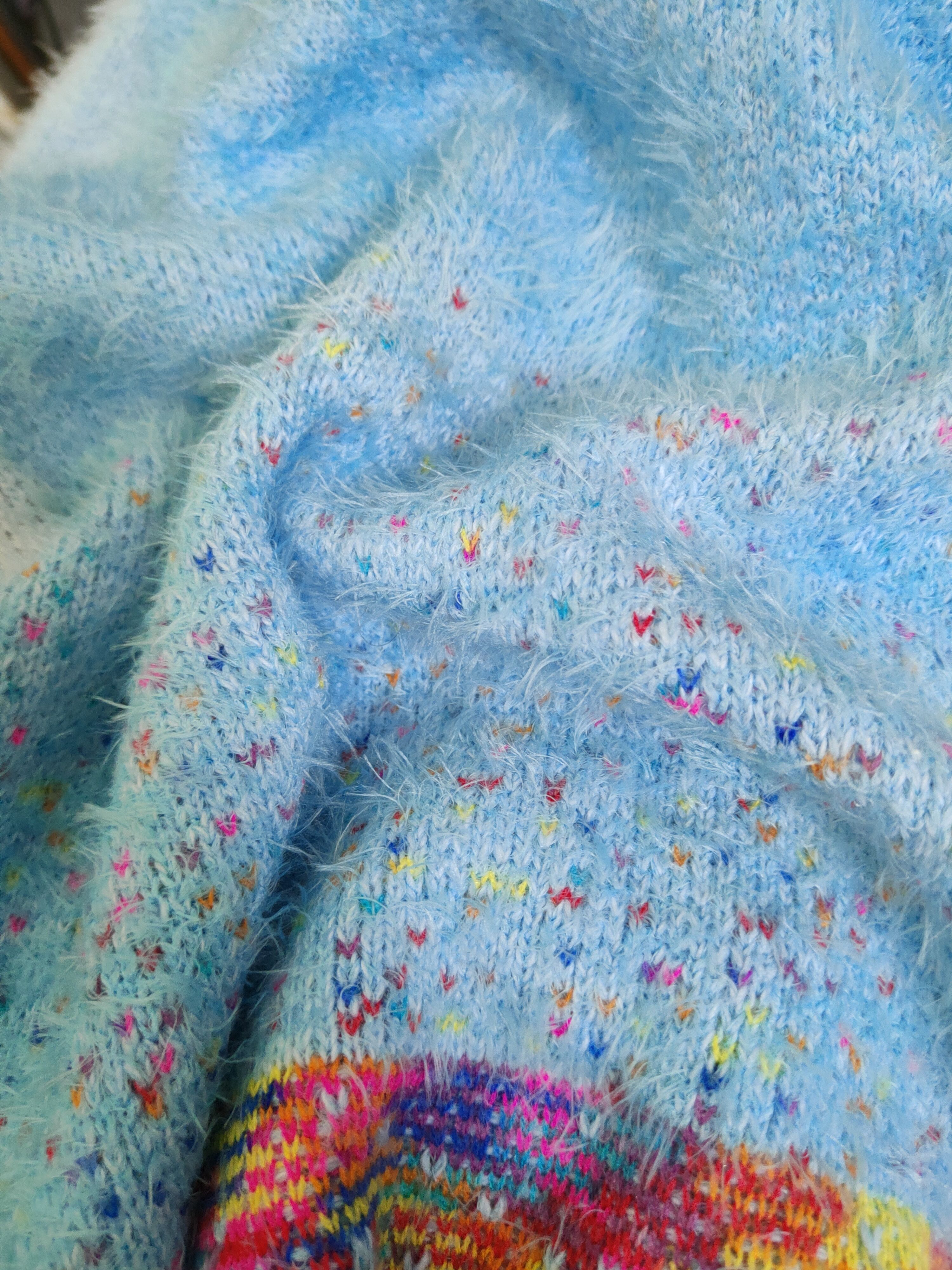 Japanese Brand × Vintage Japanese Brand Blue Shag Shaggy Fur Mohair Knitwear #W2146 Size S / US 4 / IT 40 - 12 Thumbnail