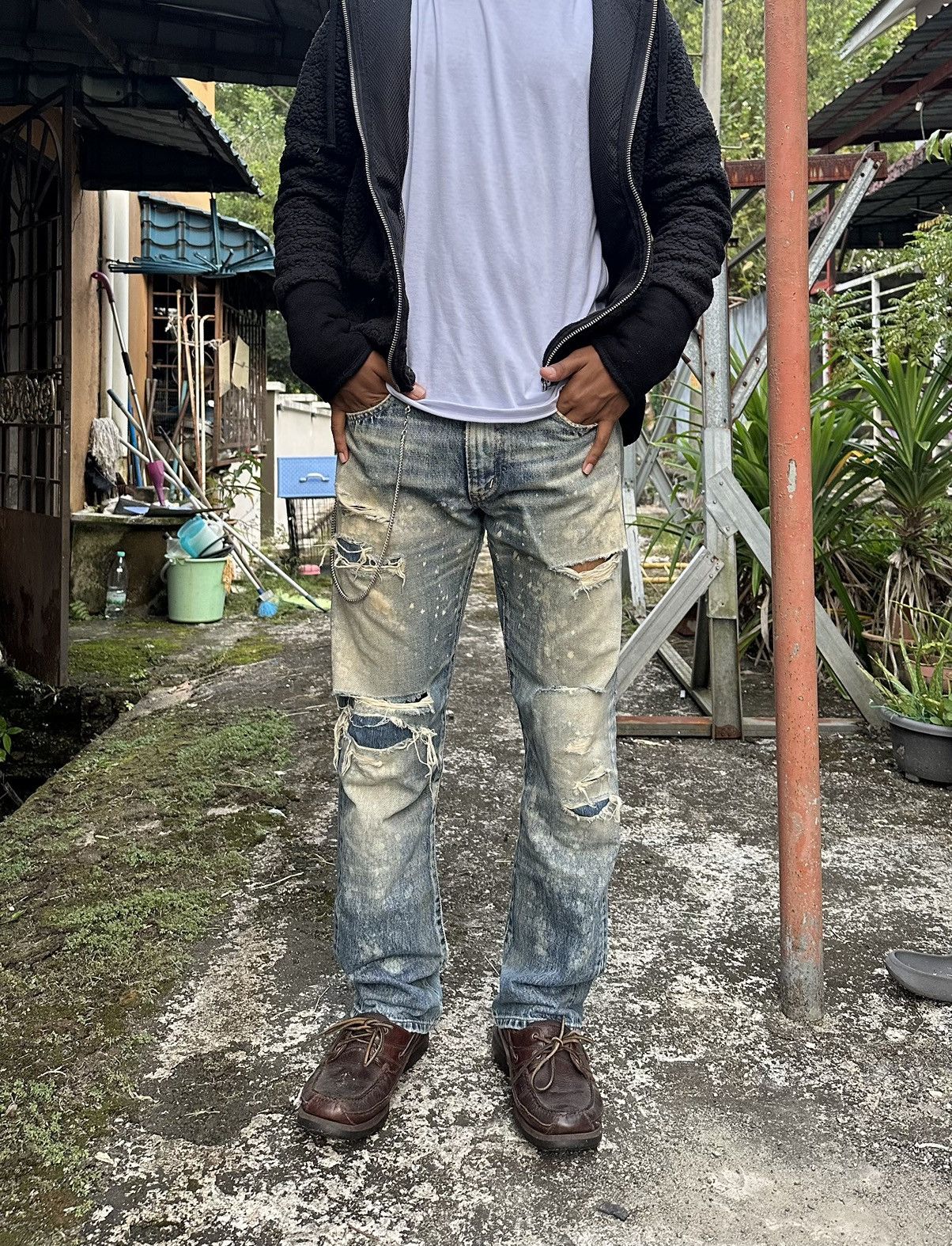 👹Vintage THRASHED Vernainc Straight Cut Jeans