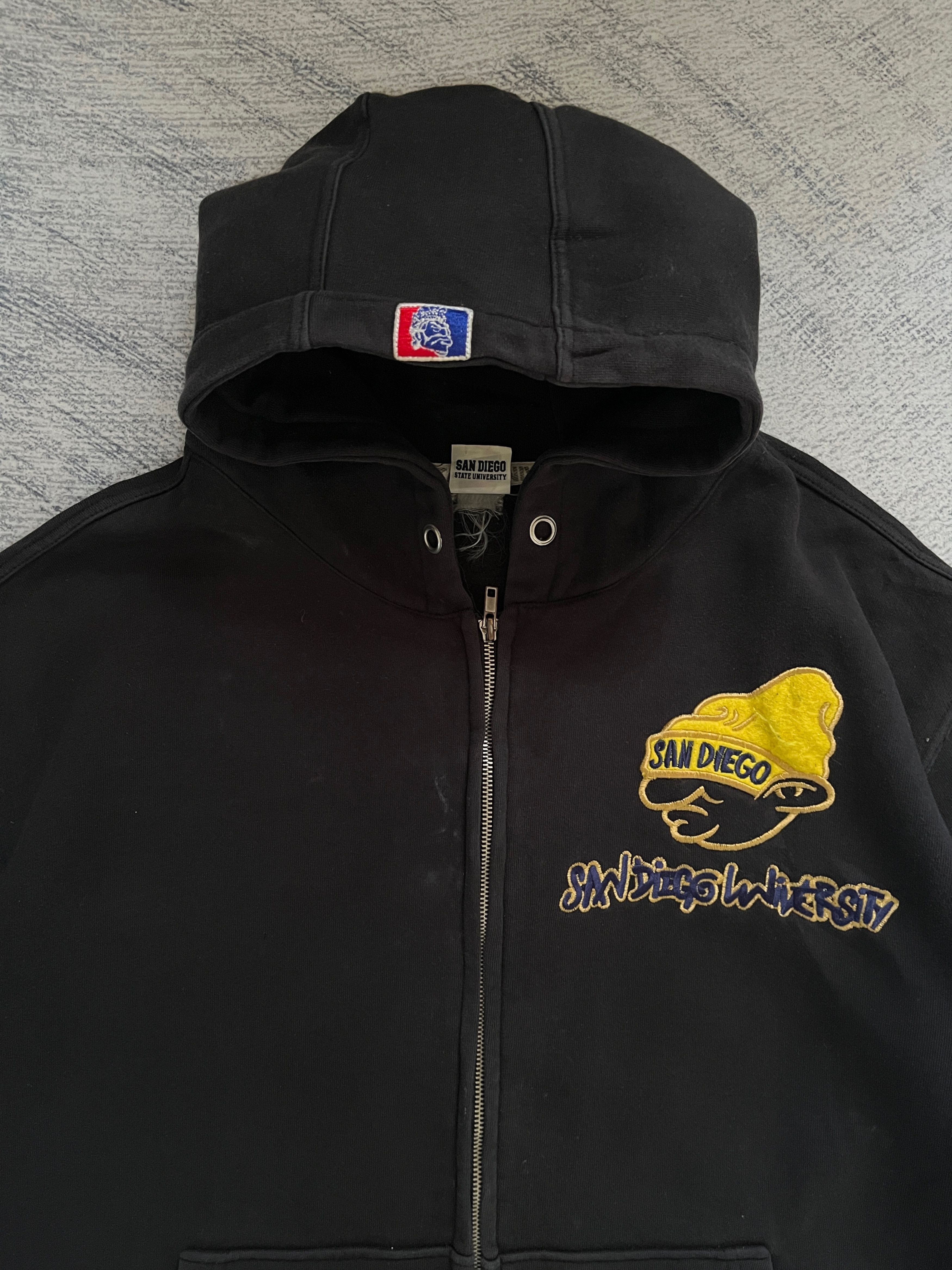 Vintage San Diego University Heavyweight Zip Up Hoodie Embroidered Size US XL / EU 56 / 4 - 3 Thumbnail