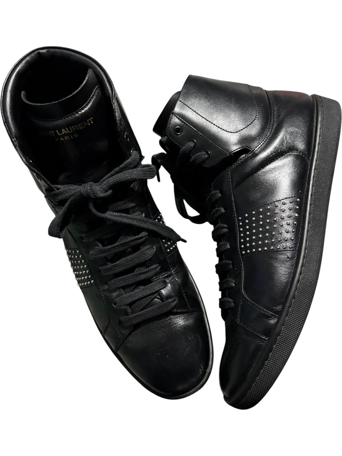 Saint Laurent Paris 40 Saint Laurent Studded High Top Rhinestone leather sneaker Size US 8 / EU 41 - 2 Thumbnail