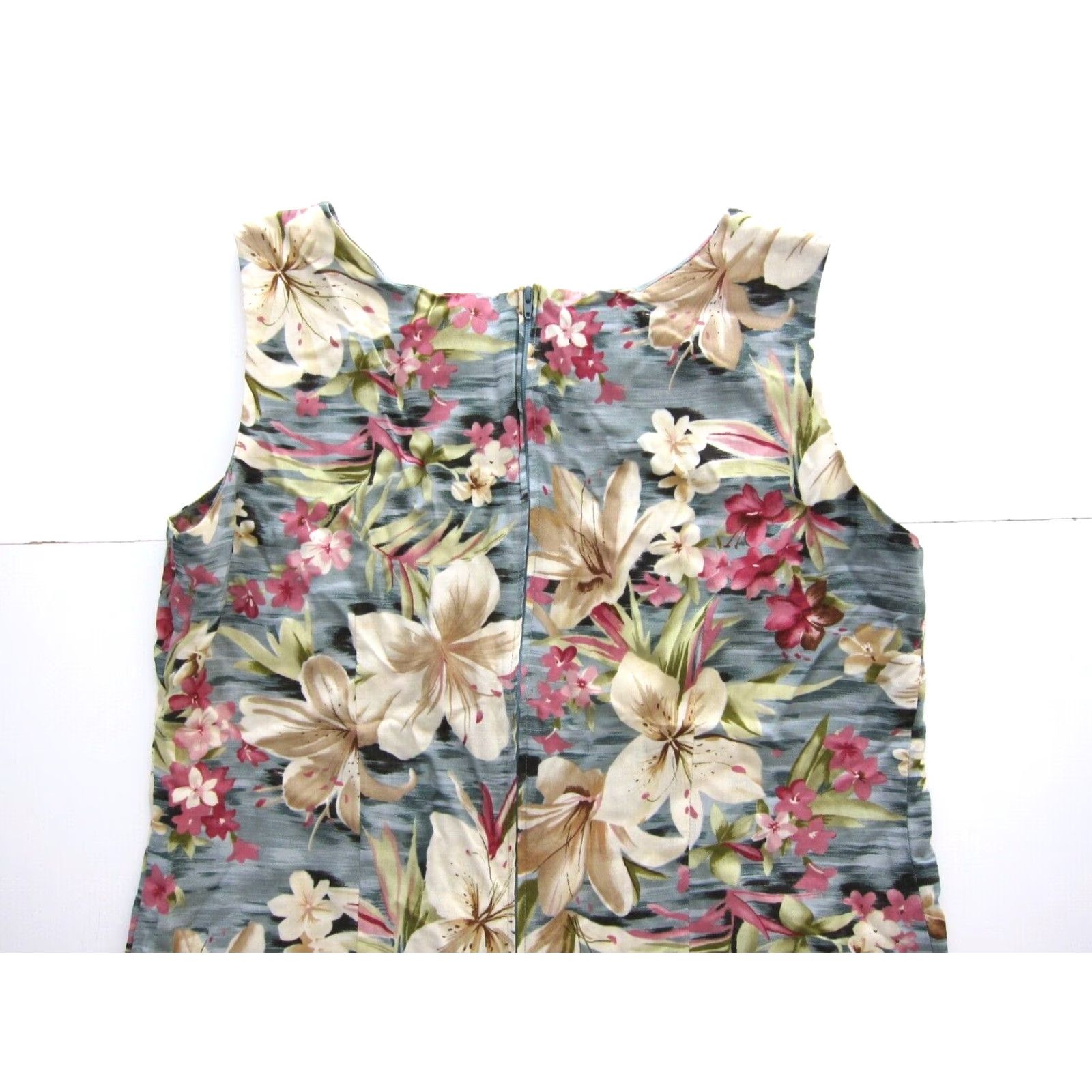 Vintage VINTAGE Leslie Fay Rayon Blue Green Pink Floral Hawaiian Long Maxi Tank Dress 10 Size L / US 10 / IT 46 - 5 Thumbnail