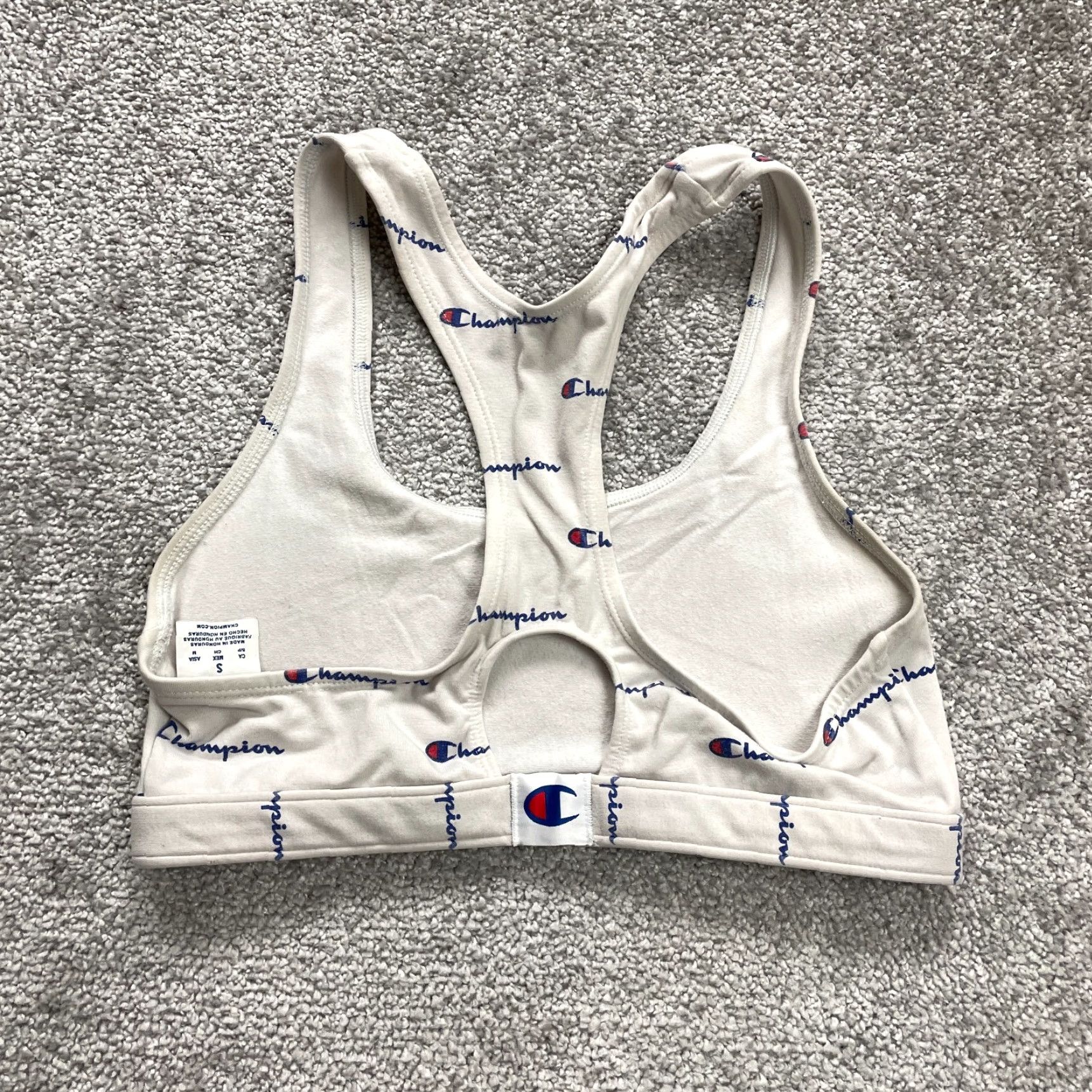 Champion Champion Bralette Womens Small White All Over Print Racerback Active Gym Sports Size ONE SIZE - 2 Thumbnail