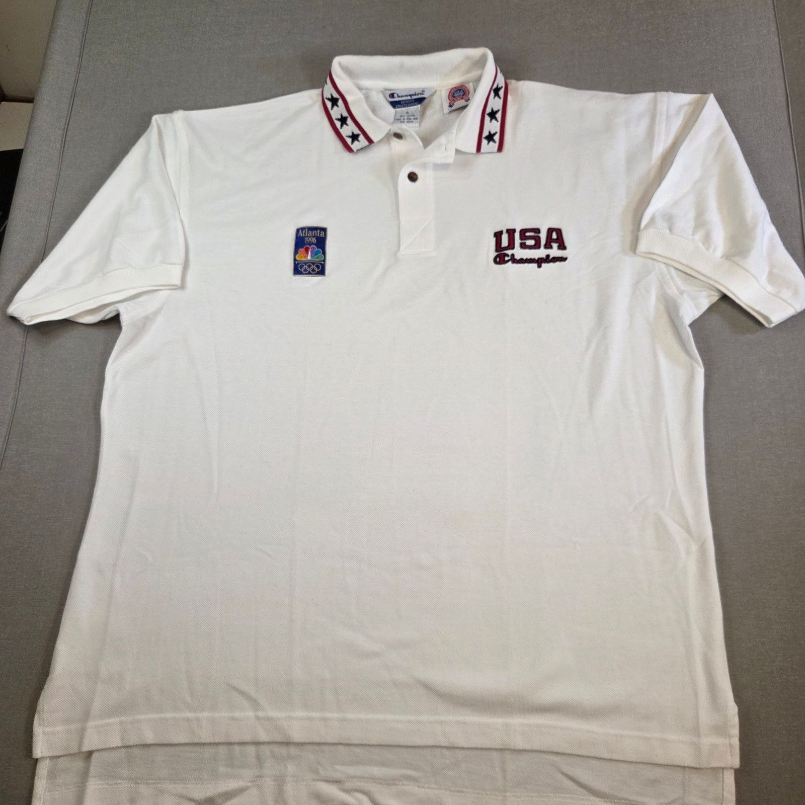 Champion Vintage 90s Champion USA Olympic Polo Shirt XL 1996 Atlanta Size US XL / EU 56 / 4 - 1 Thumbnail